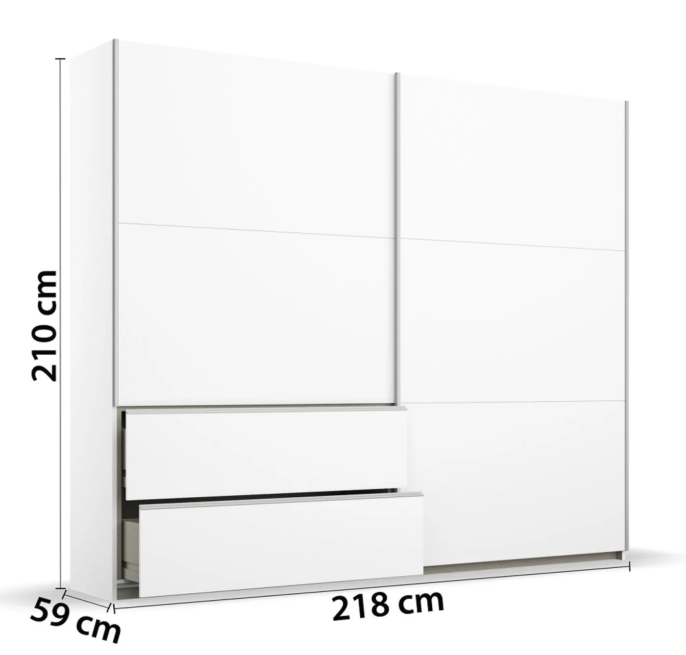 Kleiderschrank Schwebetürenschrank Sevilla | 2-türig | Alpinweiß 218 x 210 x 59 cm