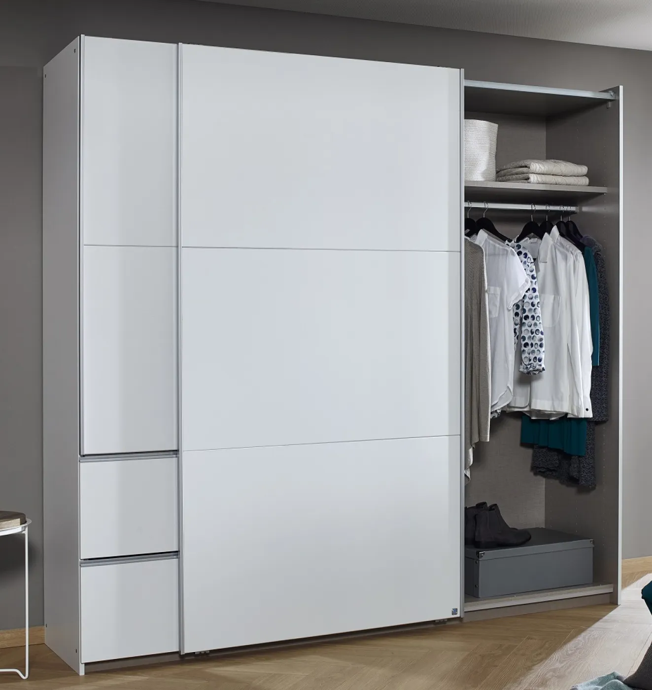 Kleiderschrank Schwebetürenschrank Sevilla | 2-türig | Alpinweiß 218 x 210 x 59 cm