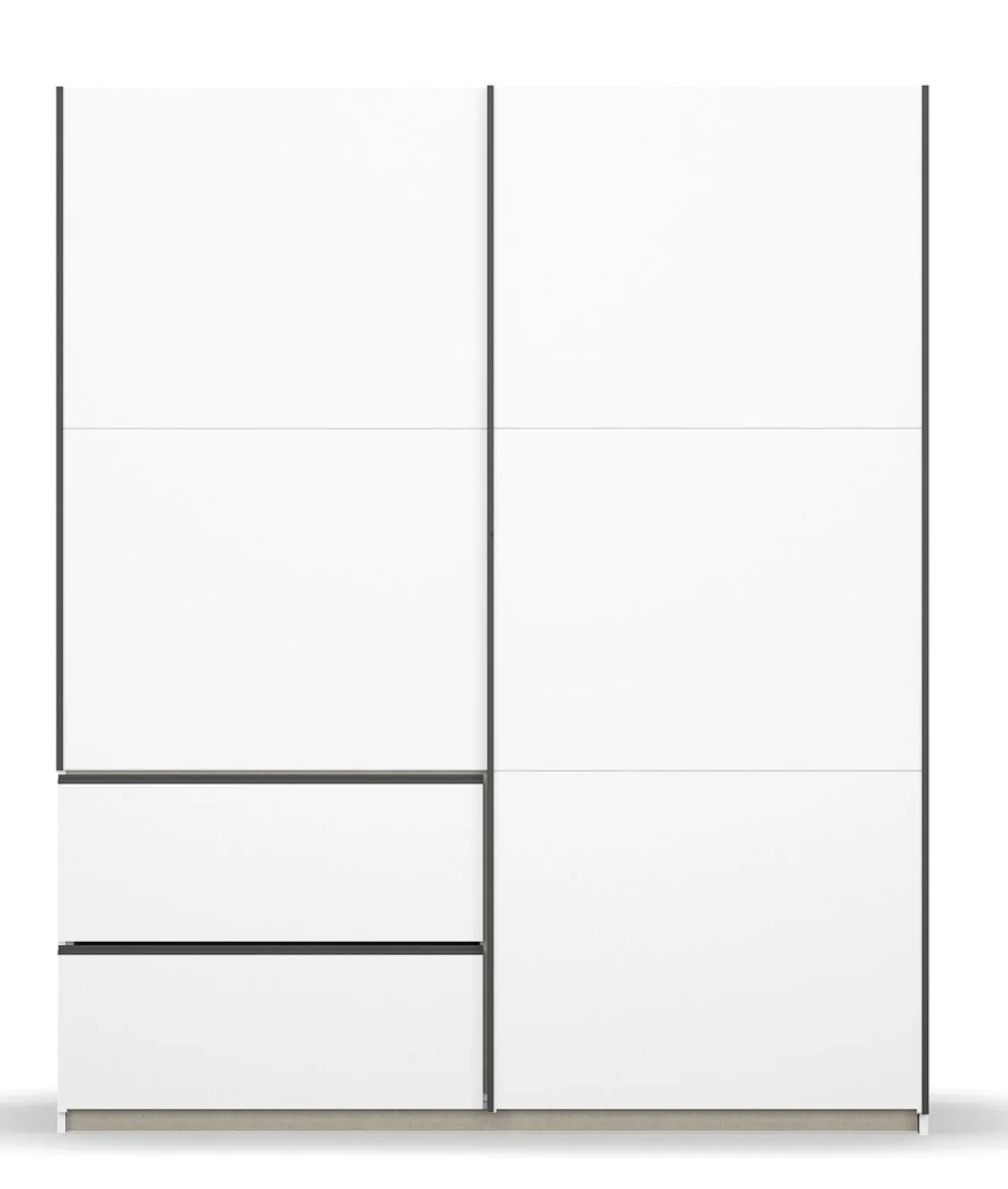 Kleiderschrank Schwebetürenschrank Sevilla | 2-türig | Alpinweiß / grau metallic | 175 x 210 x 59 cm