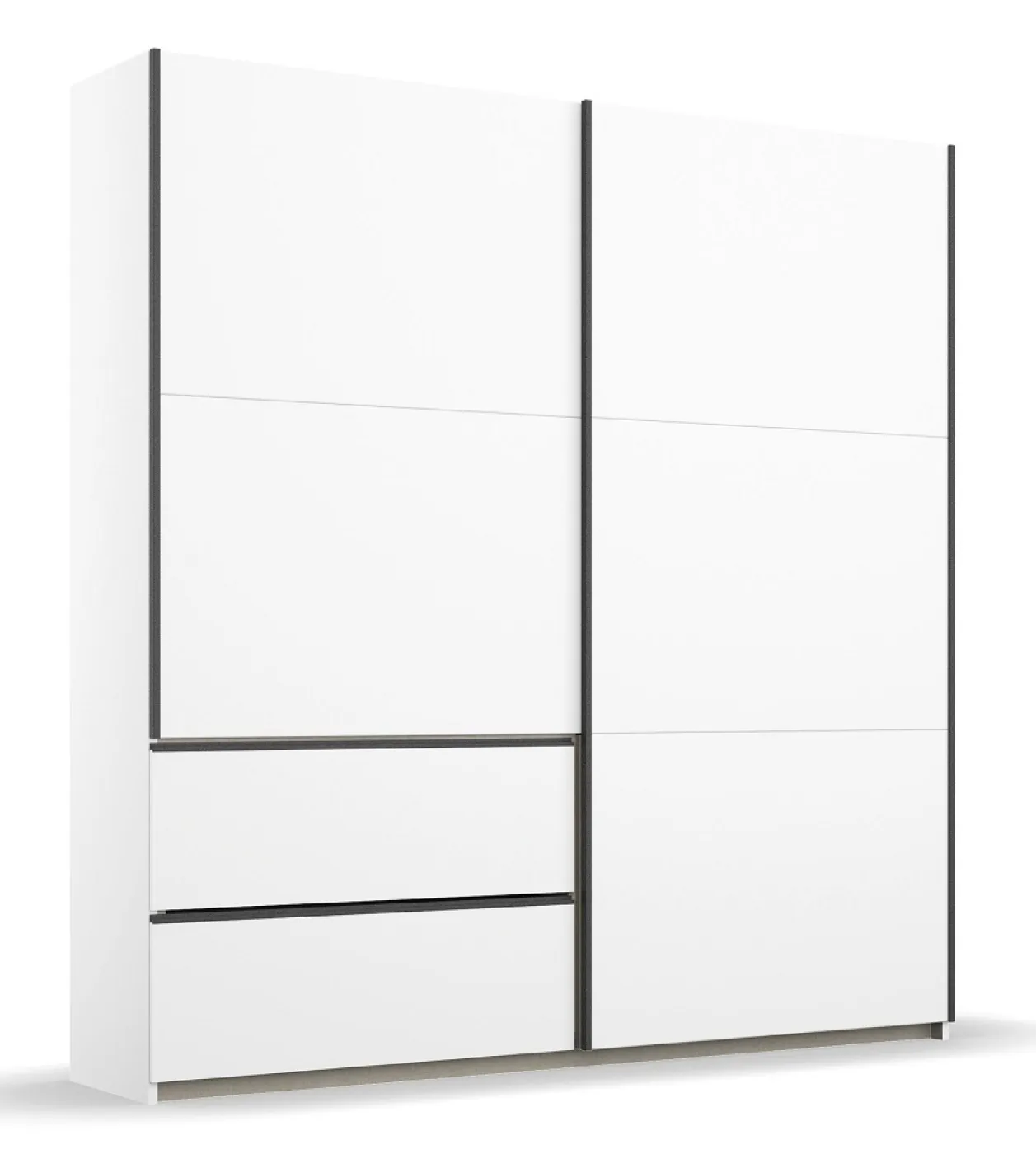 Kleiderschrank Schwebetürenschrank Sevilla | 2-türig | Alpinweiß / grau metallic | 175 x 210 x 59 cm