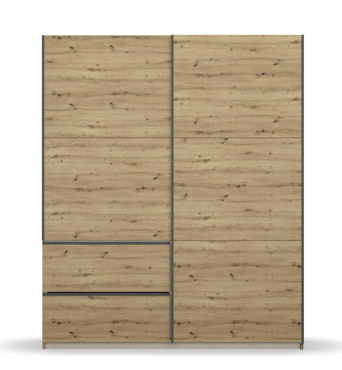 Kleiderschrank Schwebetürenschrank Sevilla | 2-türig | Eiche Artisan / grau metallic | 175 x 210 x 59 cm