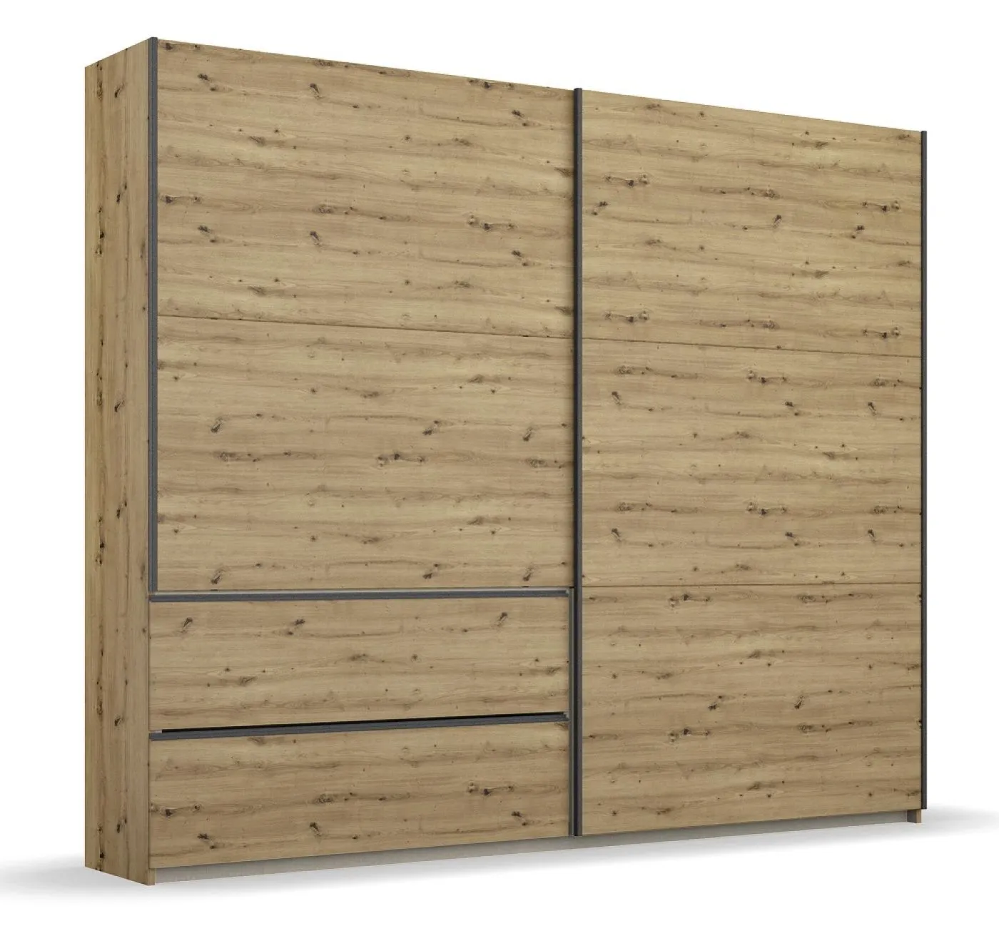 Kleiderschrank Schwebetürenschrank Sevilla | 2-türig | Eiche Artisan / grau metallic | verschiedene Größen