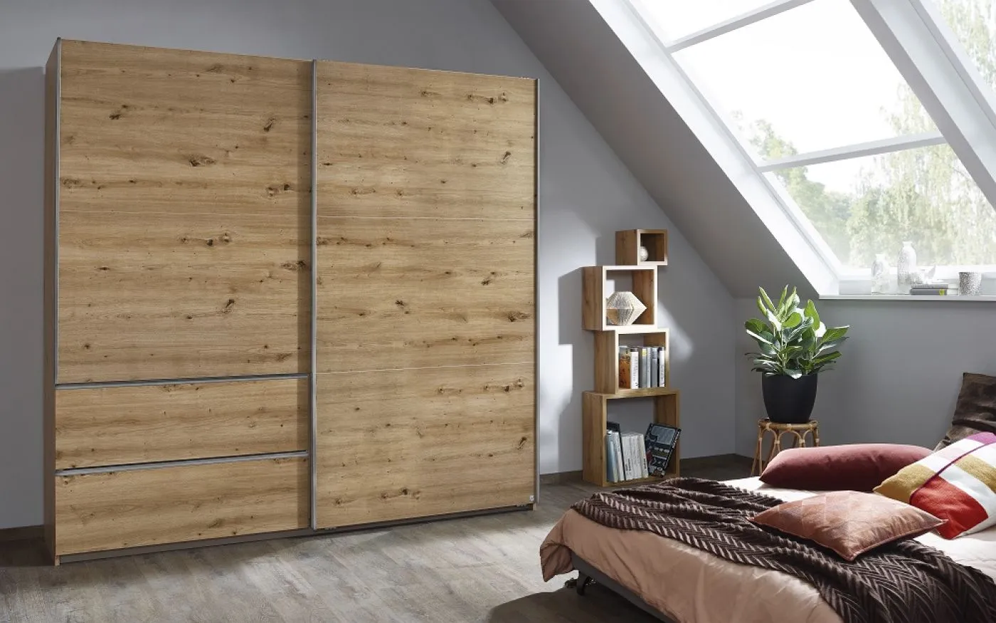 Kleiderschrank Schwebetürenschrank Sevilla | 2-türig | Eiche Artisan | verschiedene Größen