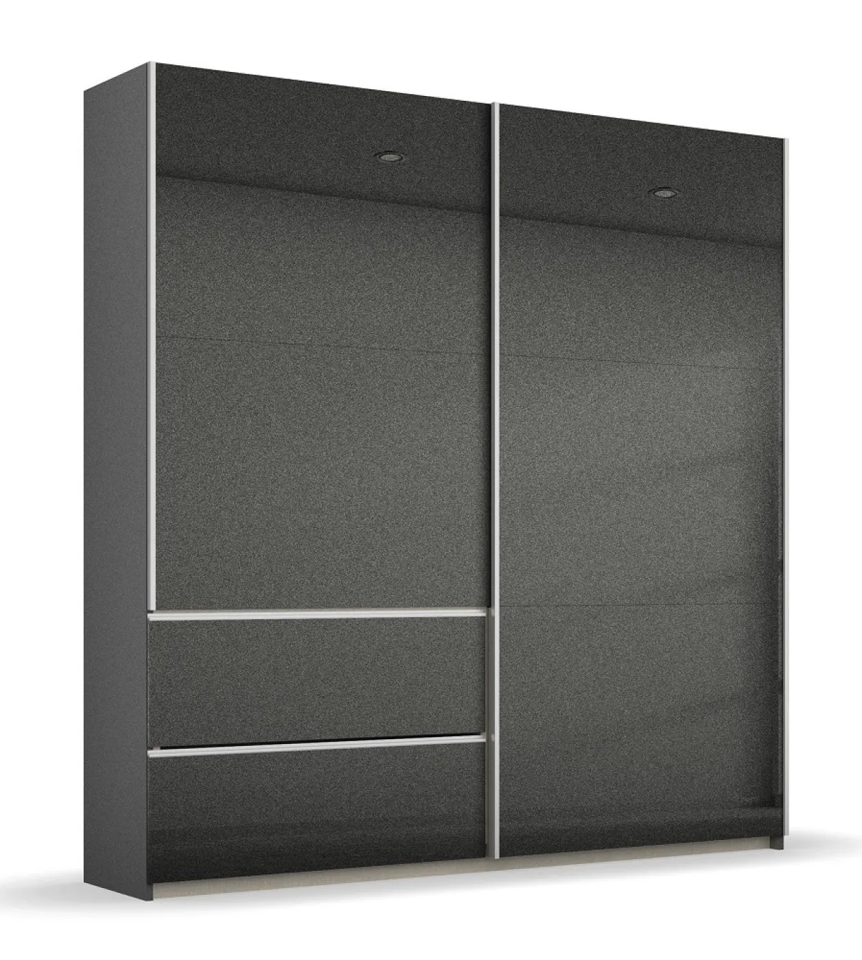 Kleiderschrank Schwebetürenschrank Sevilla | 2-türig | grau Hochglanz | 175 x 210 x 59 cm