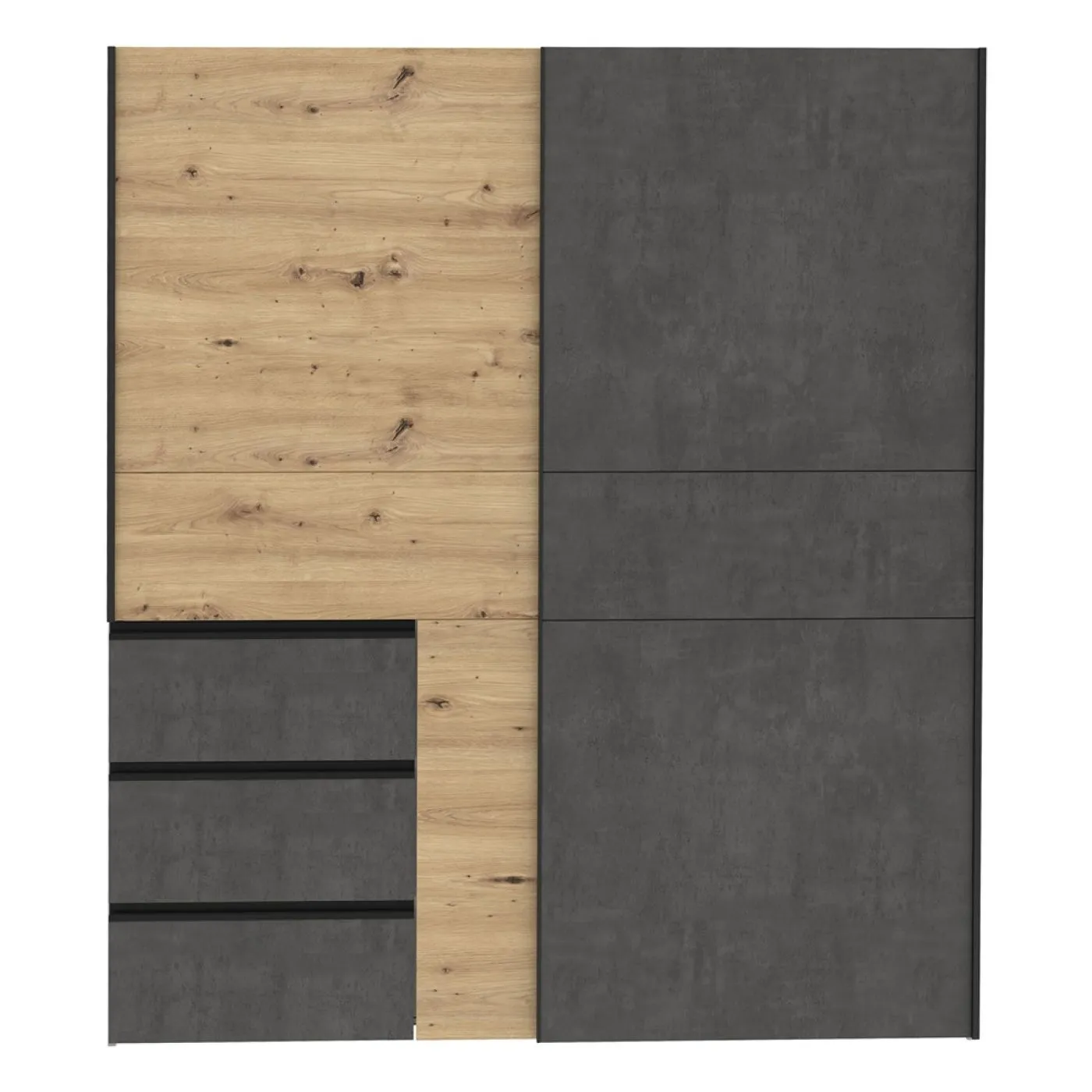 Kleiderschrank Schwebetürenschrank WINN 2 | 2-türig | Artisan Eiche / Beton grau | 170,3x200,5x61,2 cm