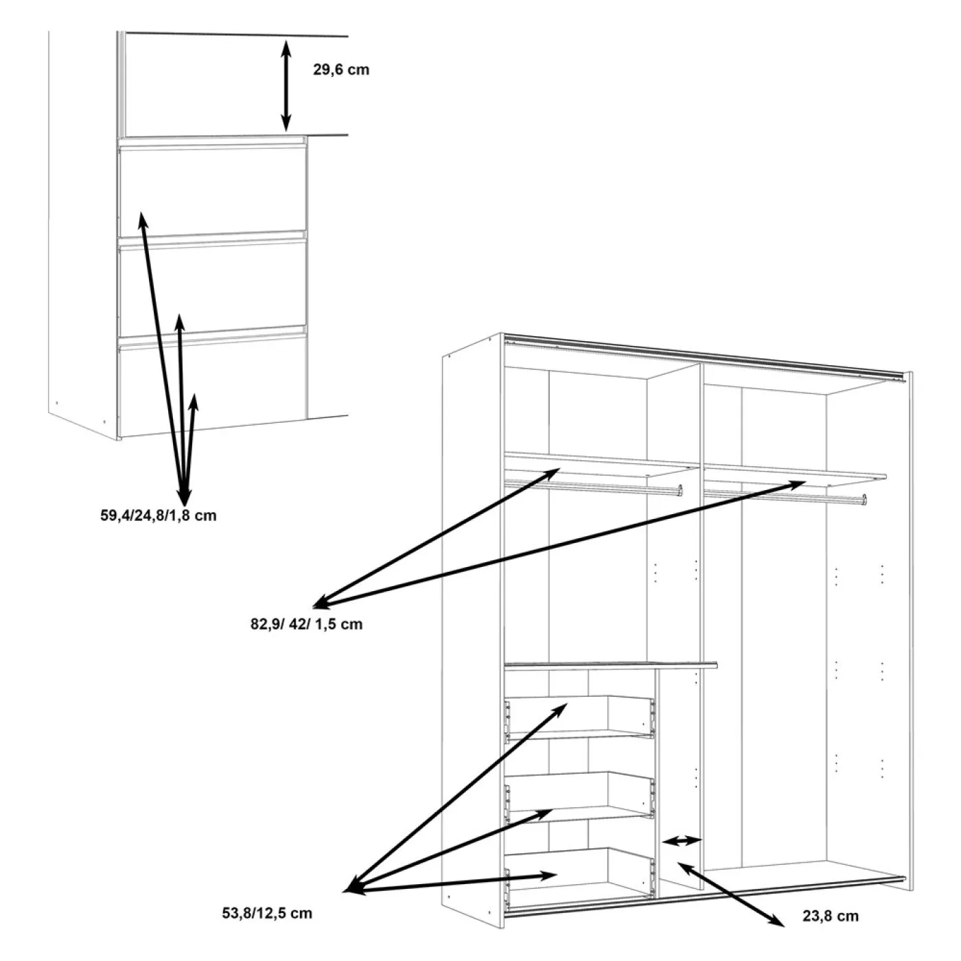 Kleiderschrank Schwebetürenschrank WINN 2 | 2-türig | Artisan Eiche / Beton grau | 170,3x200,5x61,2 cm