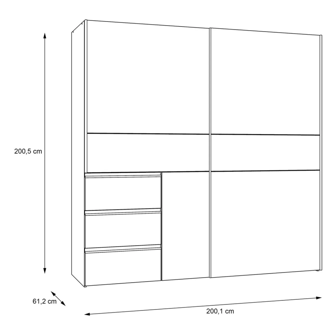 Kleiderschrank Schwebetürenschrank WINN 2 | 2-türig | Artisan Eiche / Beton grau | 200,1x200,5x61,2 cm