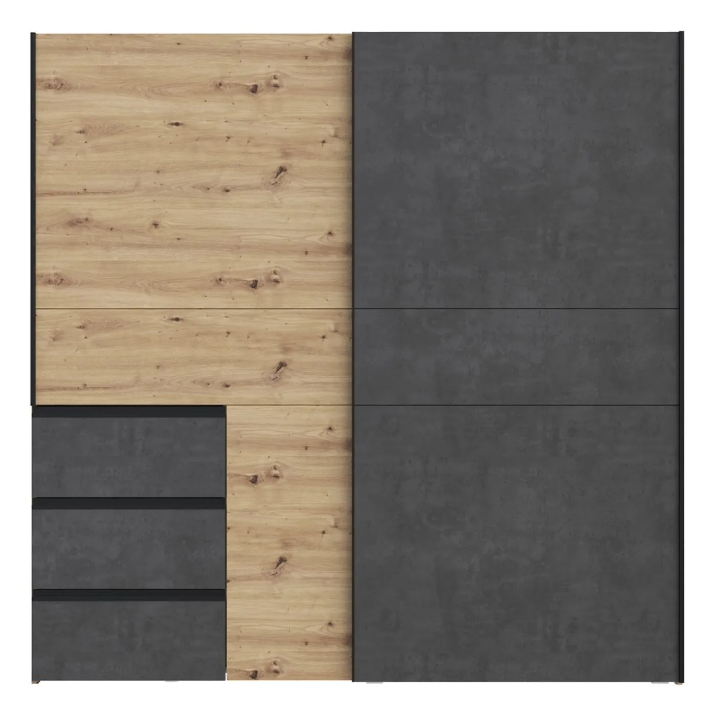 Kleiderschrank Schwebetürenschrank WINN 2 | 2-türig | Artisan Eiche / Beton grau | verschiedene Größe