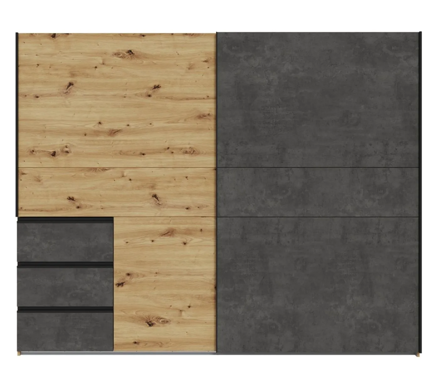 Kleiderschrank Schwebetürenschrank WINN 2 | 2-türig | Artisan Eiche / Dunkelgrau | 249x200,5x61,2 cm