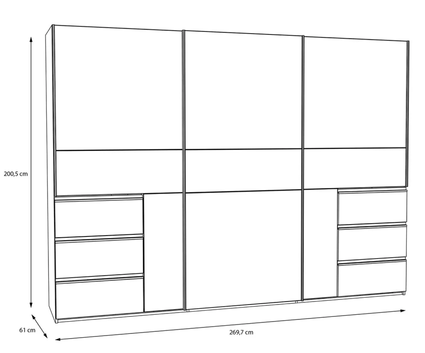 Kleiderschrank Schwebetürenschrank WINN 2 | 2-türig | Artisan Eiche / Dunkelgrau | 269,7x200,5x61,2 cm