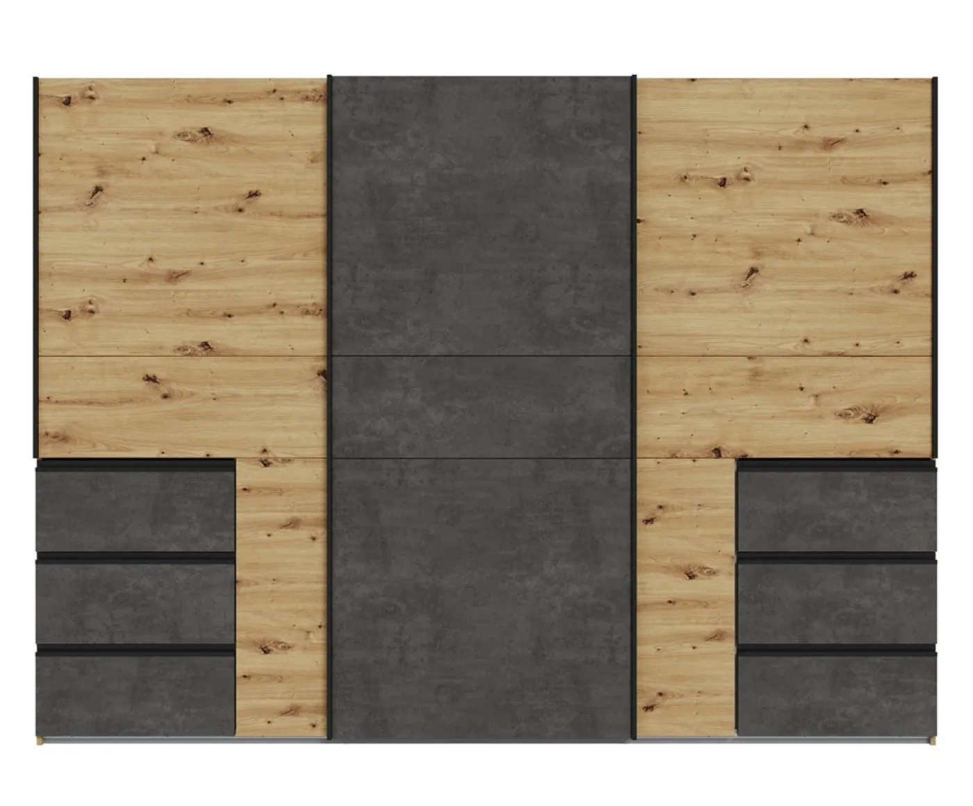 Kleiderschrank Schwebetürenschrank WINN 2 | 2-türig | Artisan Eiche / Dunkelgrau | verschiedene Größe