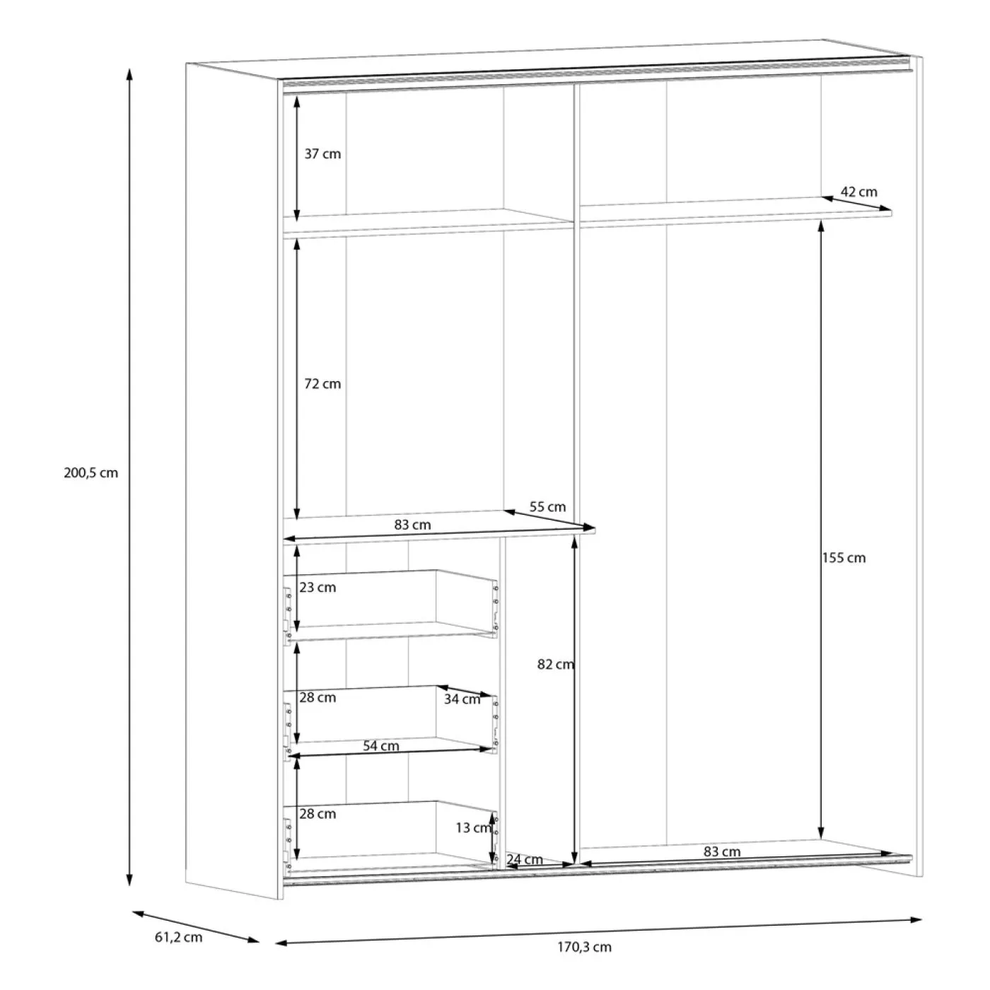 Kleiderschrank Schwebetürenschrank WINN 2 | 2-türig | Artisan Eiche / weiß