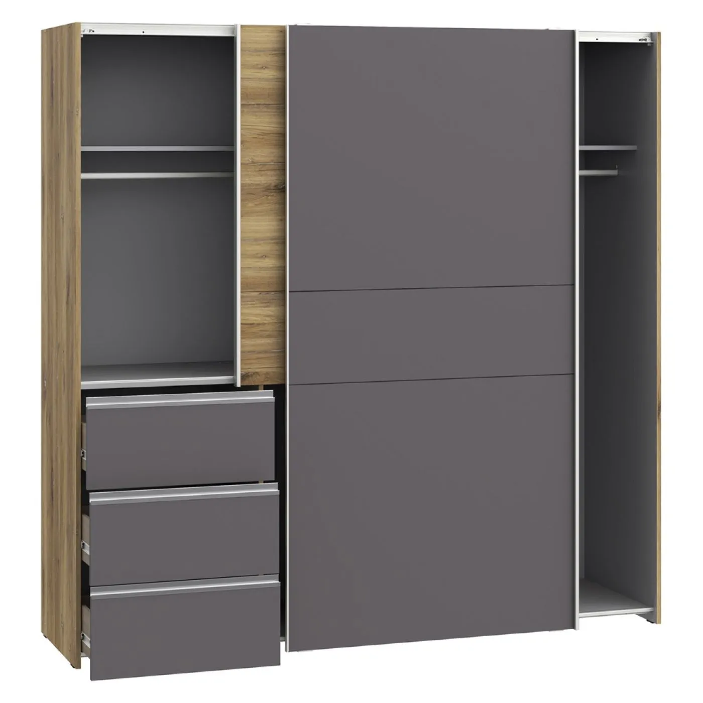 Kleiderschrank Schwebetürenschrank WINN 2 | 2-türig | Flagstaff Eiche / Grau