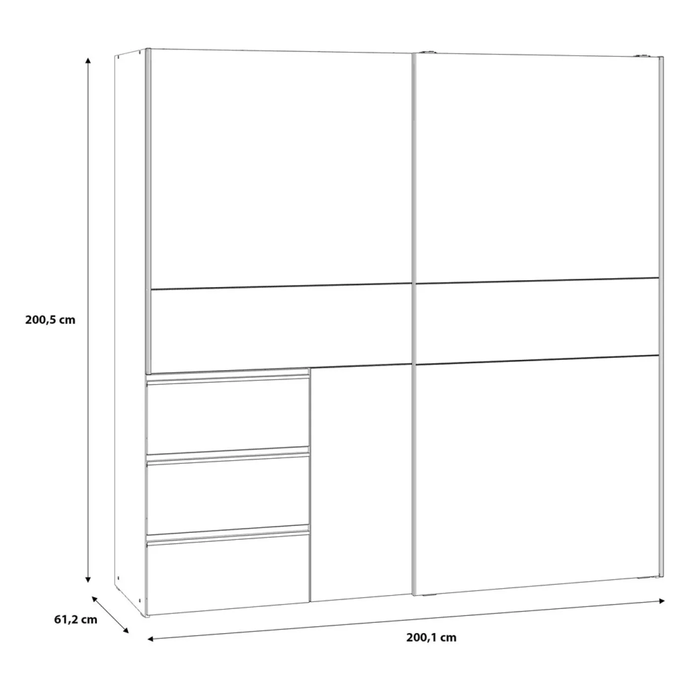 Kleiderschrank Schwebetürenschrank WINN 2 | 2-türig | Flagstaff Eiche / Grau