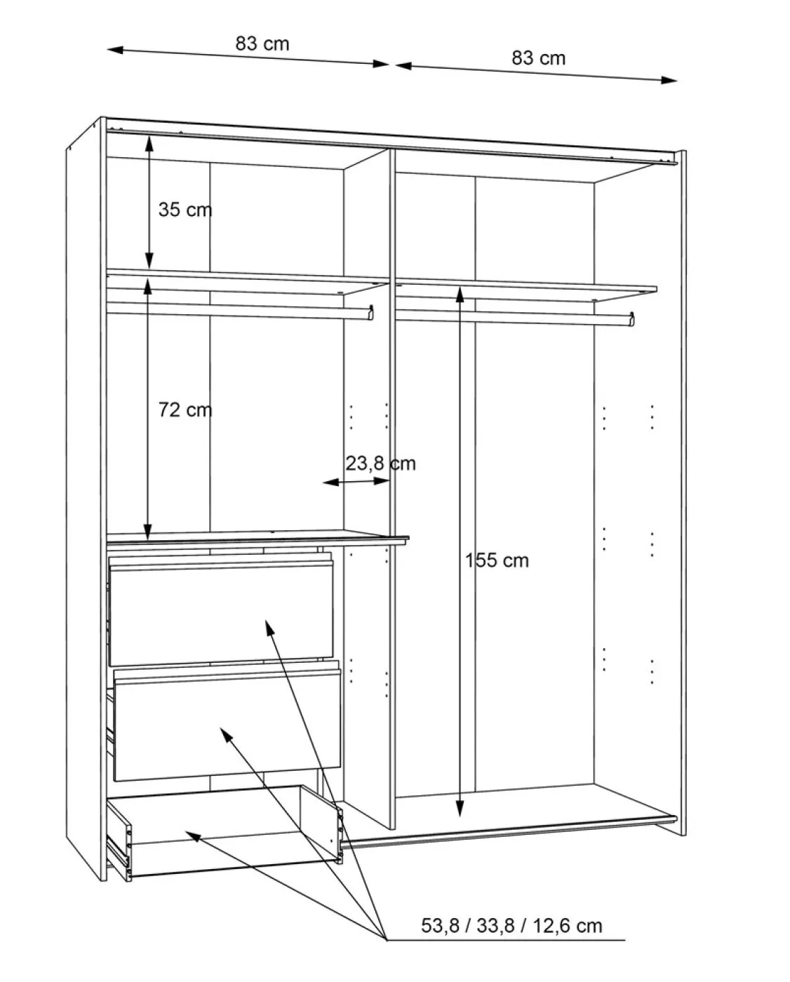 Kleiderschrank Schwebetürenschrank WINN 2 | 2-türig | Sonoma Eiche