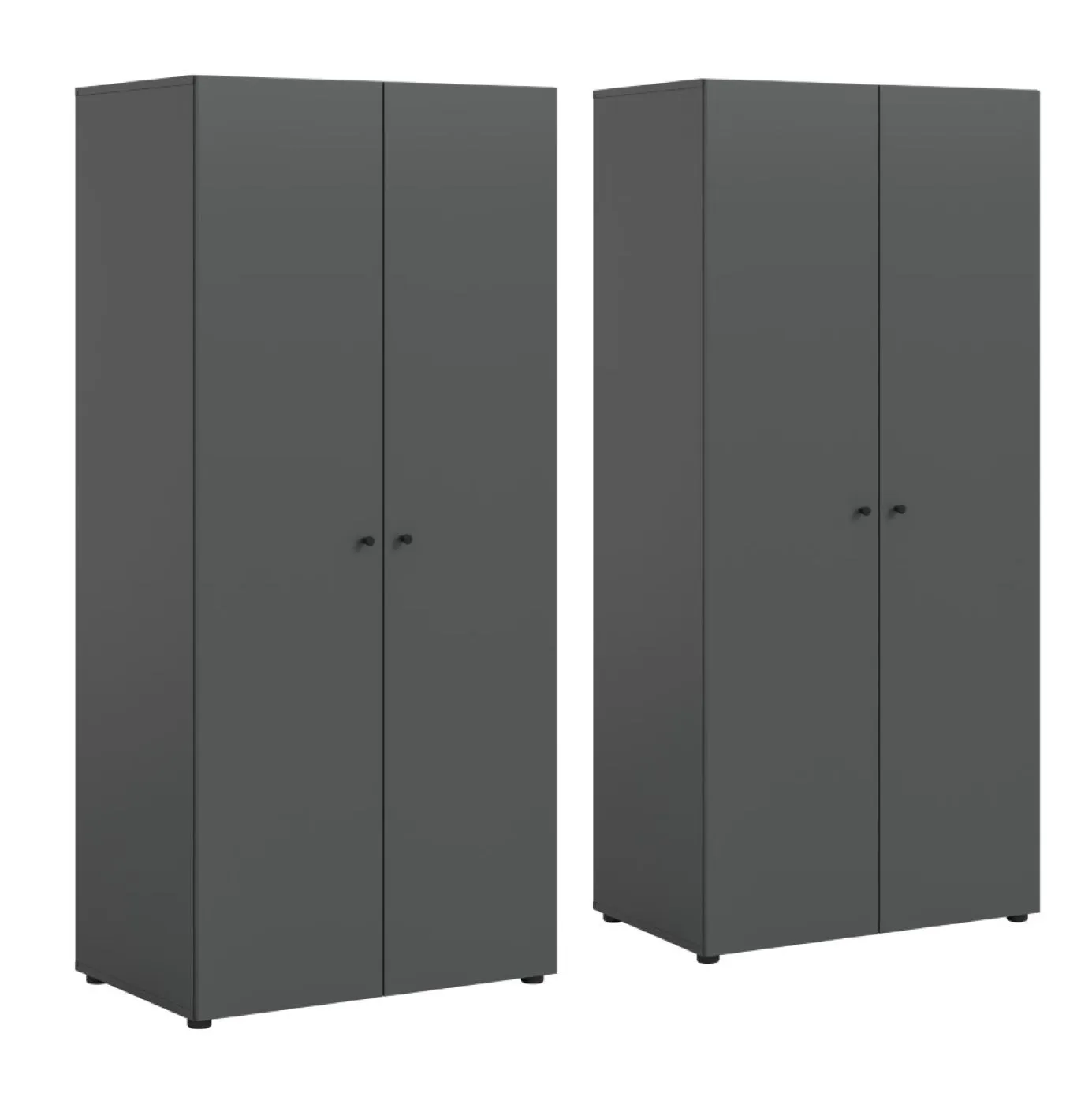 Kleiderschrank set Darwin | 2-teilig | mit 2 Türen | anthrazit