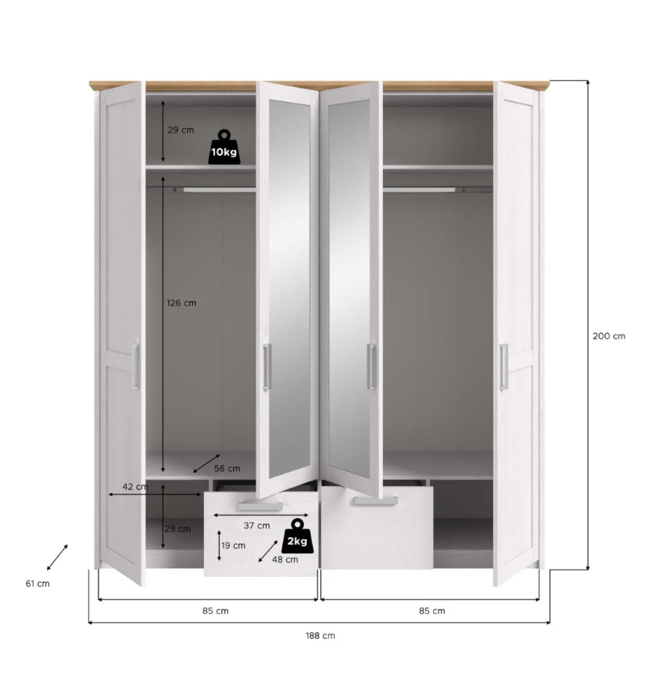 Kleiderschrank Verona | mit Spiegeltüren | Artisan / Sibiu Lärche