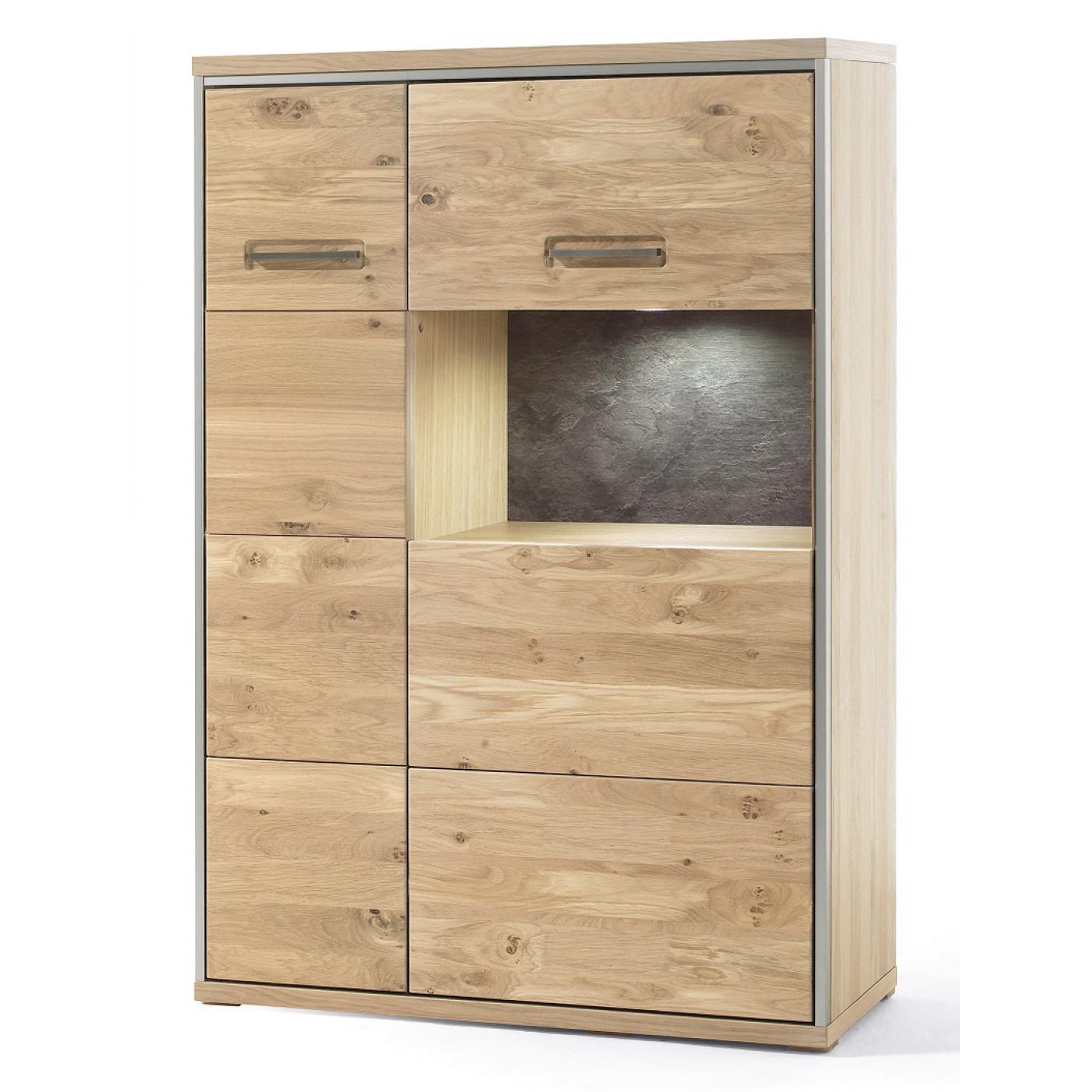 Kombi-Highboard (L) Espero | Asteiche Bianco | LED Beleuchtung