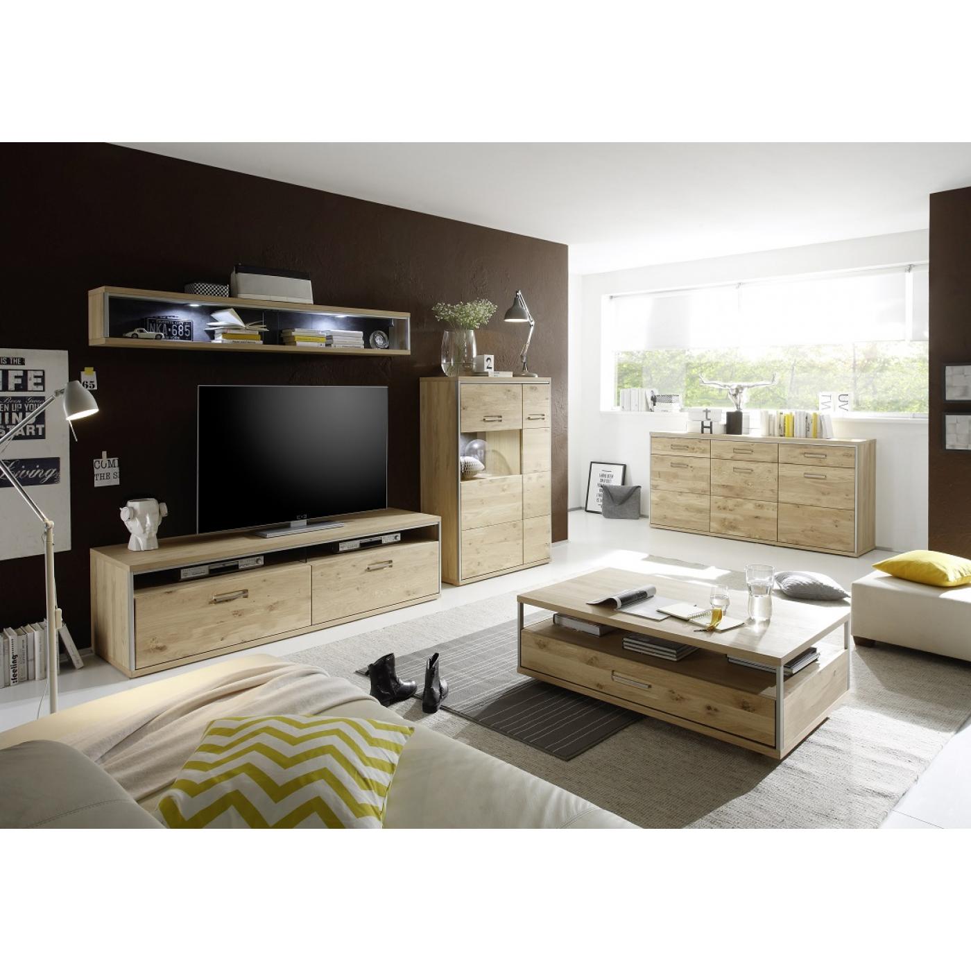 Kombi-Highboard (R) Espero | Asteiche Bianco | LED Beleuchtung