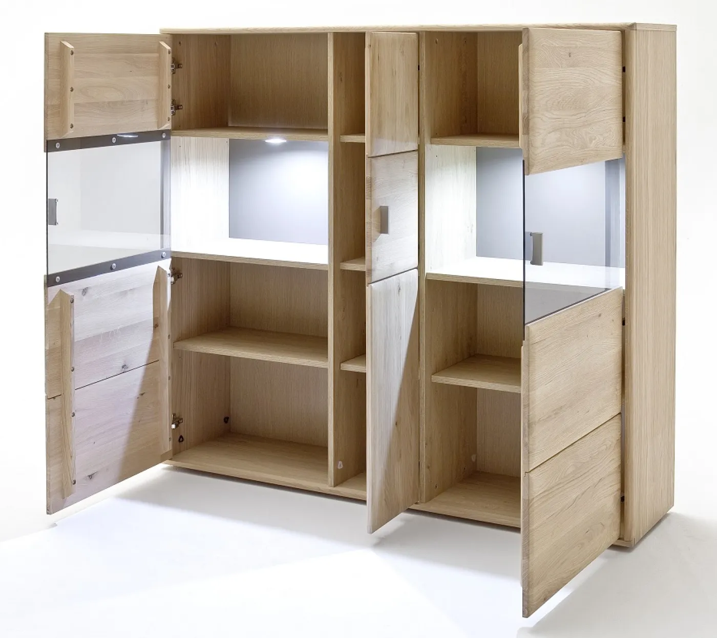 Kombi-Highboard Tarragona | Eiche Bianco | ohne Beleuchtung