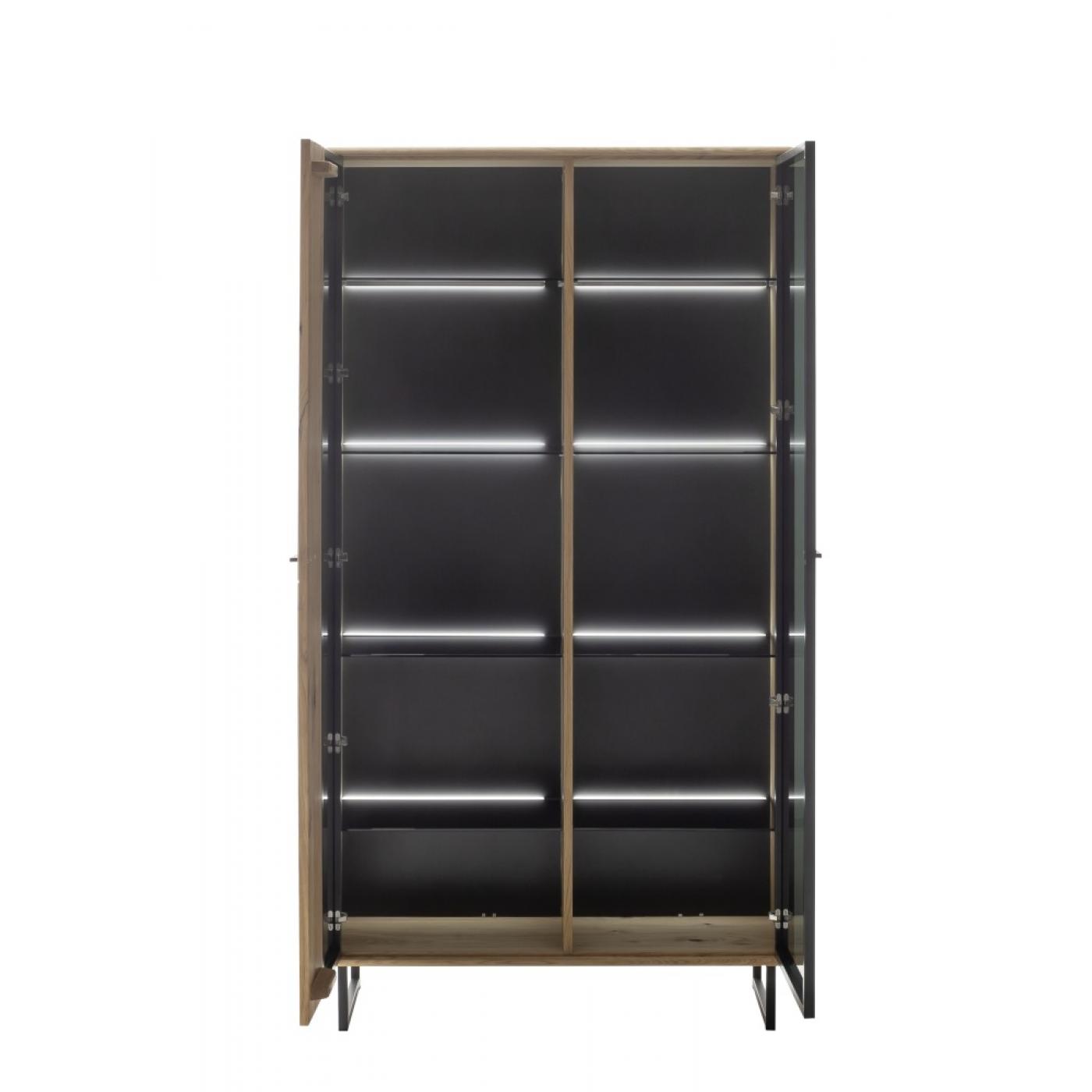 Kombi-Vitrine Arezzo | Wildeiche / anthrazit | LED Beleuchtung