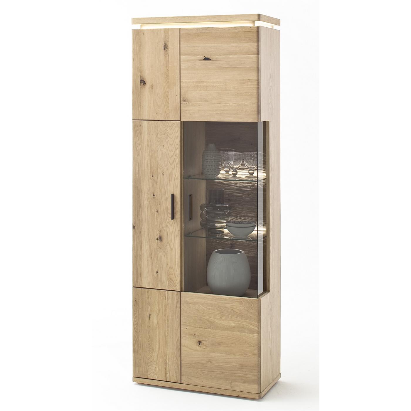 Kombi-Vitrine Barcelona | Balkeneiche Bianco / Eiche Bianco | inkl. LED Beleuchtung
