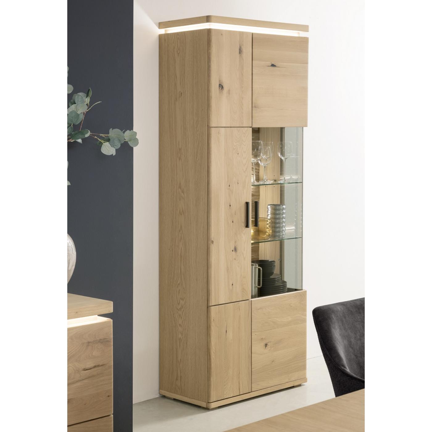 Kombi-Vitrine Barcelona | Balkeneiche Bianco / Eiche Bianco | inkl. LED Beleuchtung