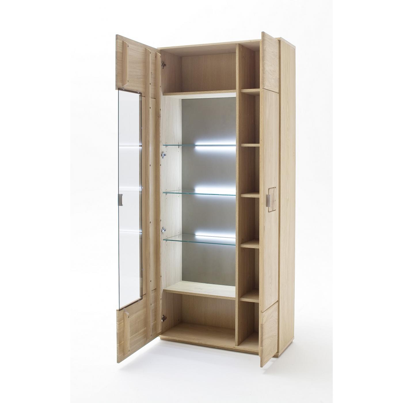 Kombi-Vitrine Bologna | Eiche Bianco | LED Beleuchtung