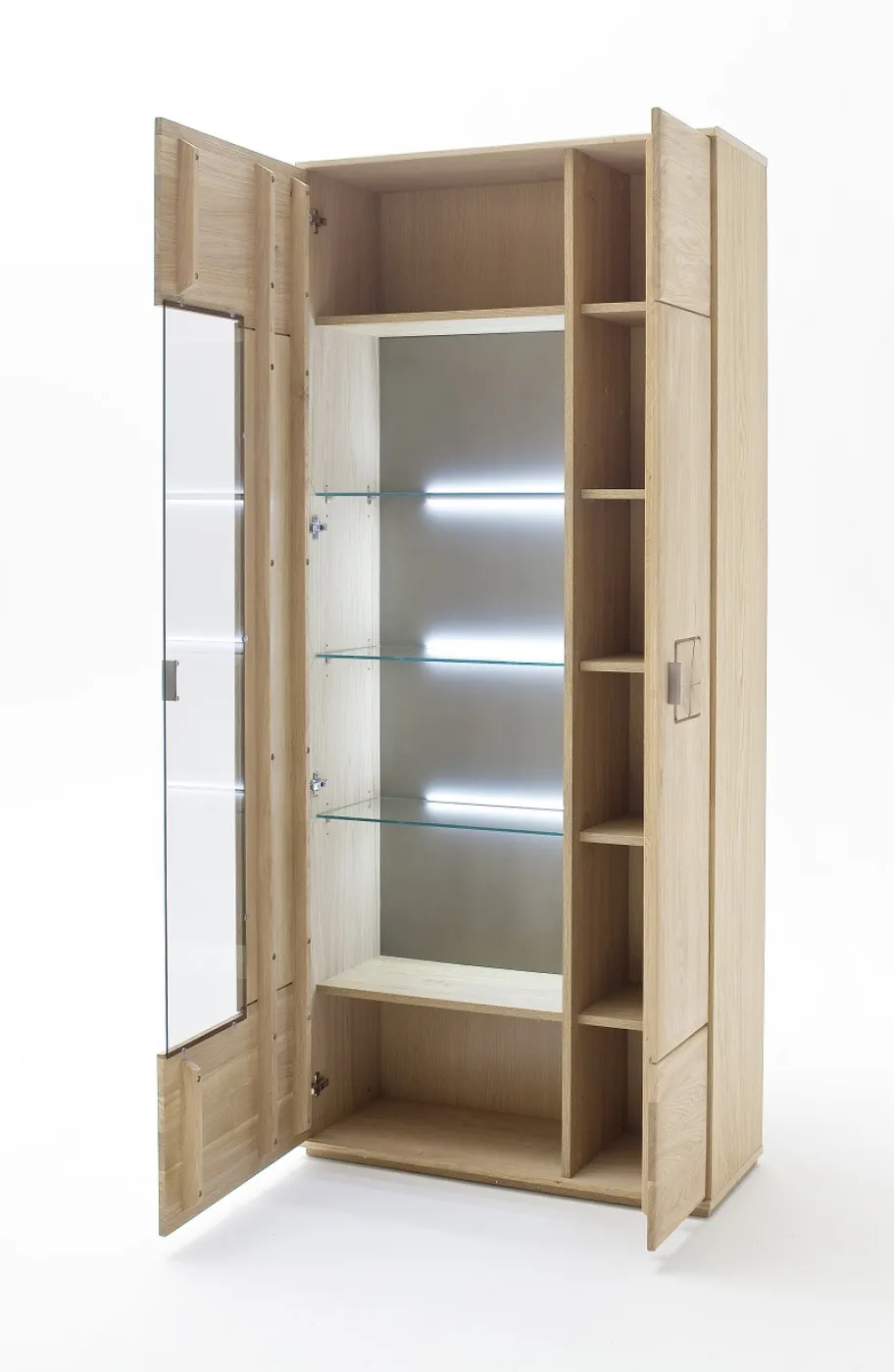 Kombi-Vitrine Bologna | Eiche Bianco | ohne Beleuchtung