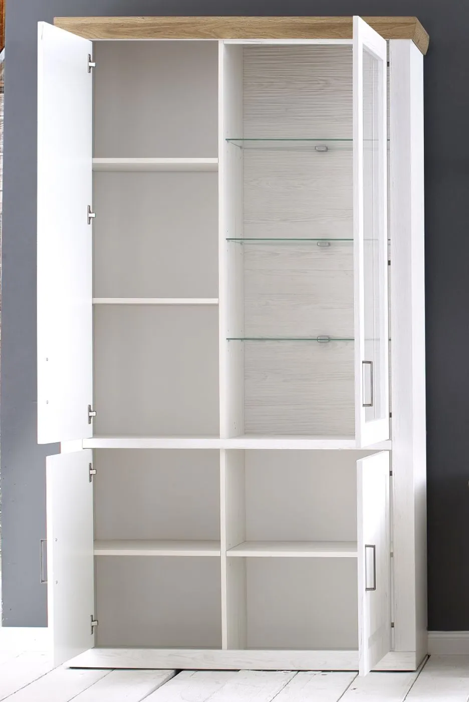 Kombi-Vitrine Brixen | Landhaus modern | Pinie Aurelio / Grandson Oak