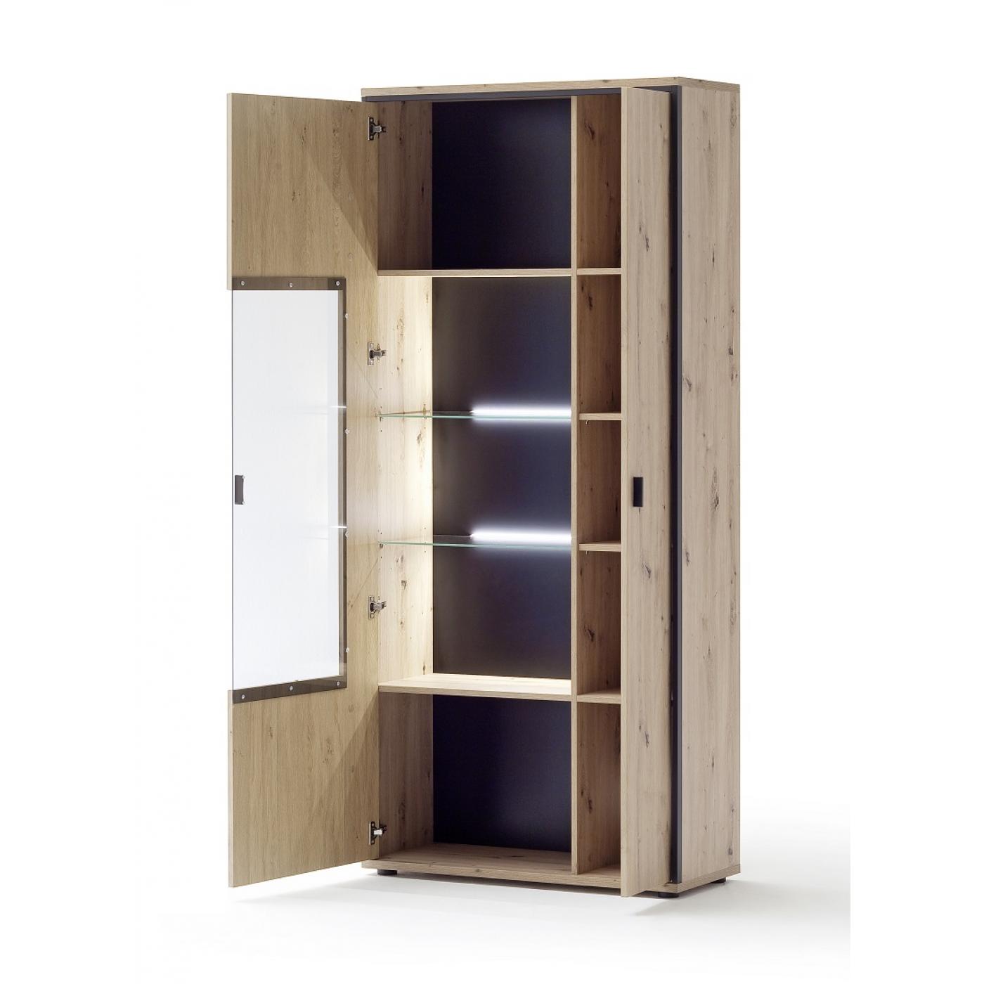 Kombi-Vitrine Buenos Aires | Balkeneiche | LED Beleuchtung