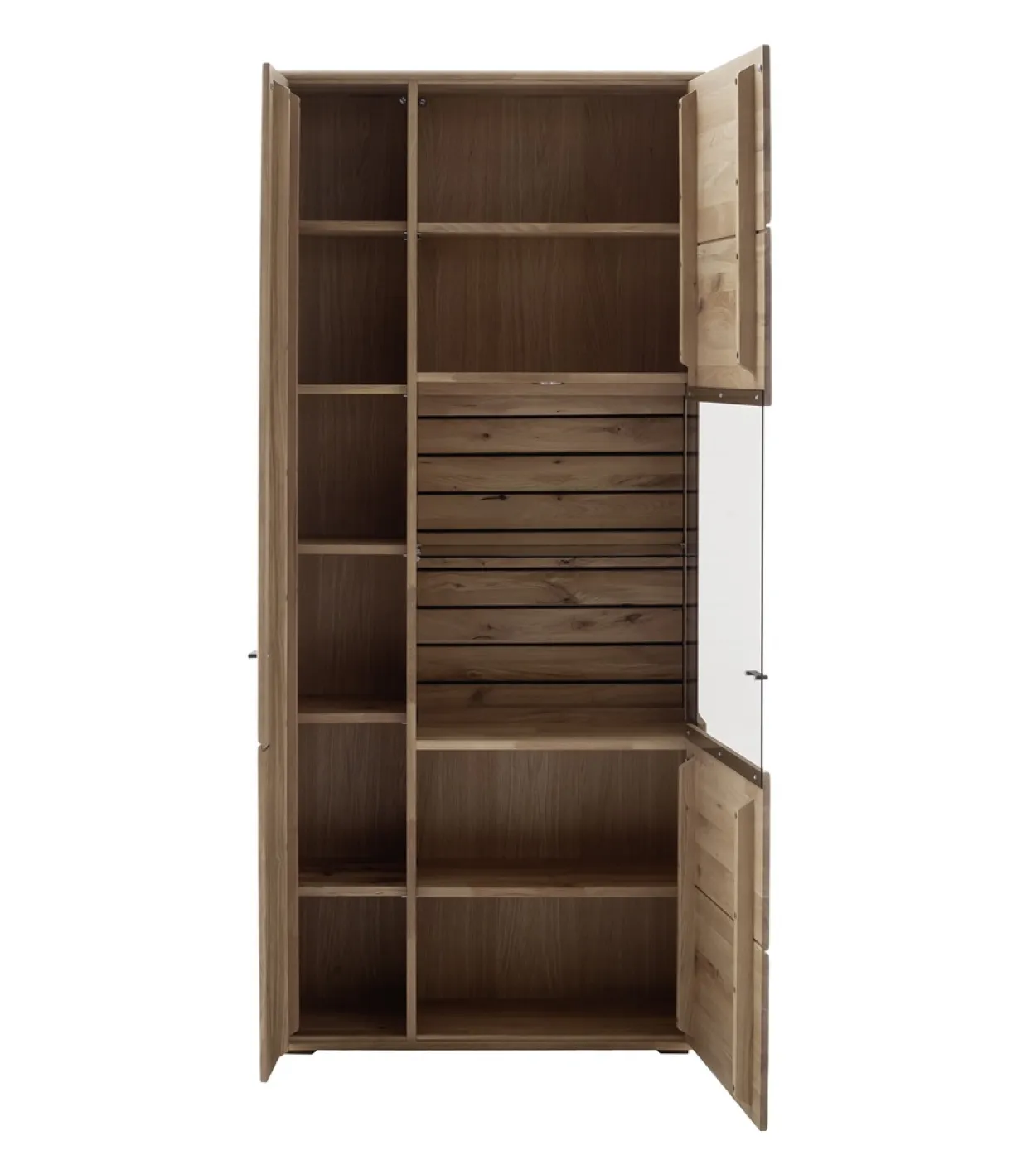 Kombi-Vitrine Girona | Ast / Balkeneiche | mit Beleuchtung Komplettset