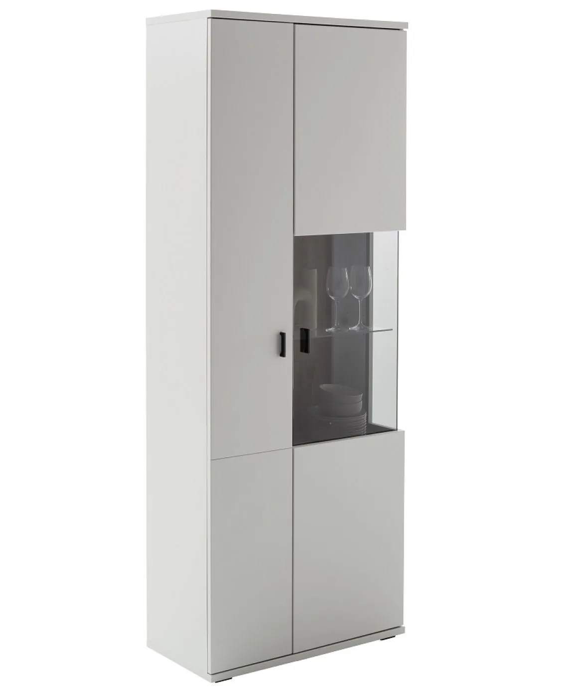 Kombi-Vitrine Lissabon | Modern White | optional LED Beleuchtung