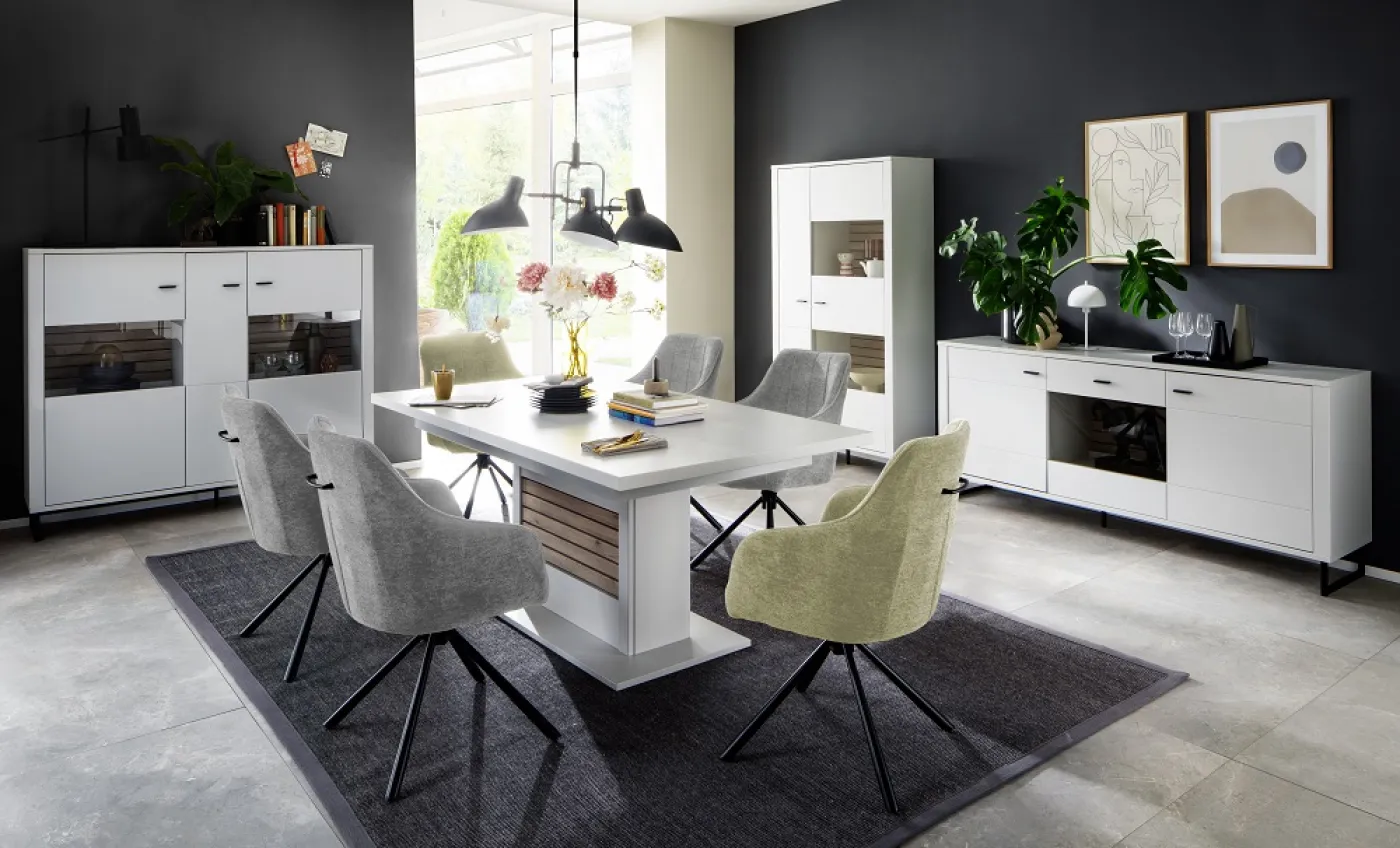 Kombi-Vitrine Louisiana 2 | Modern White | ohne Beleuchtung