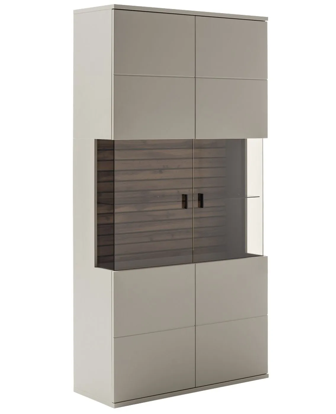 Kombi-Vitrine Lüttich | Basalt / Wotan Eiche | optional LED Beleuchtung