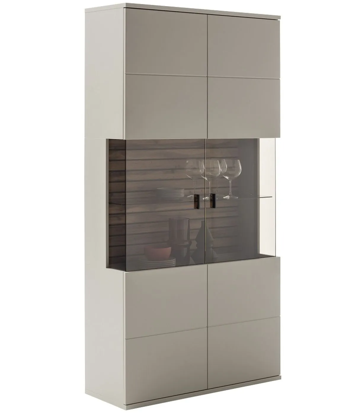 Kombi-Vitrine Lüttich | Basalt / Wotan Eiche | optional LED Beleuchtung