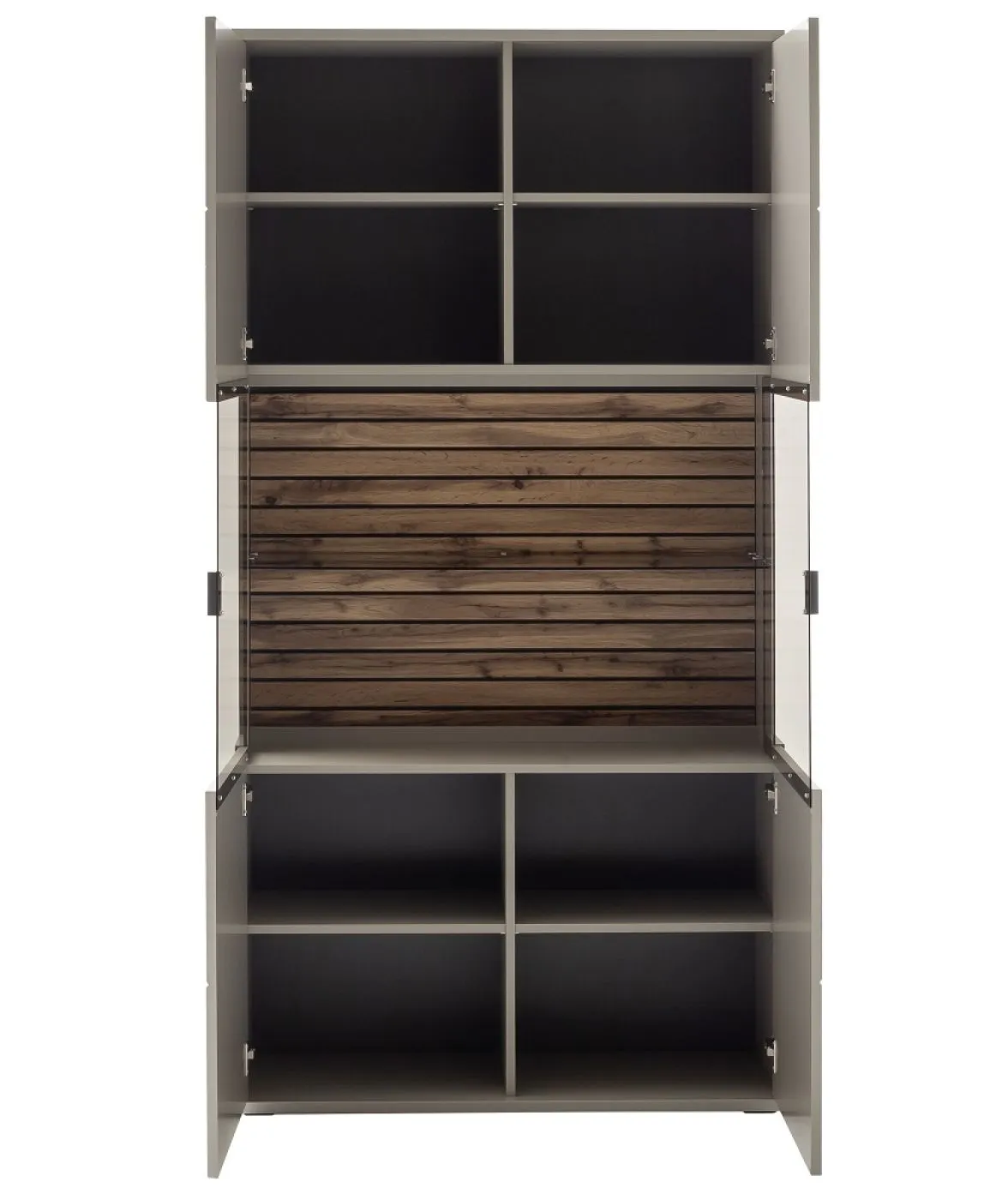 Kombi-Vitrine Lüttich | Basalt / Wotan Eiche | optional LED Beleuchtung