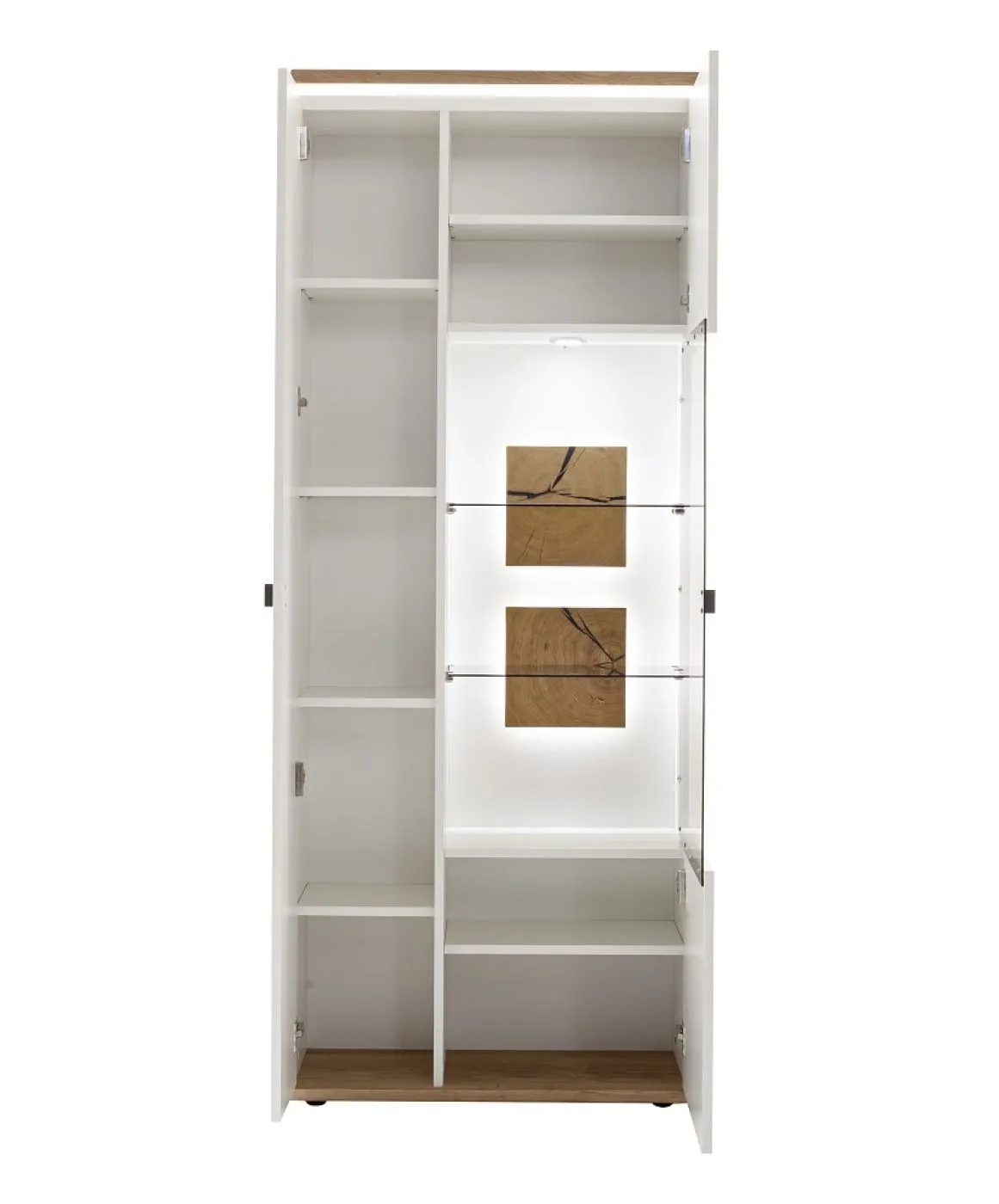 Kombi-Vitrine Matadi | Soft white / Ast-Balkeneiche