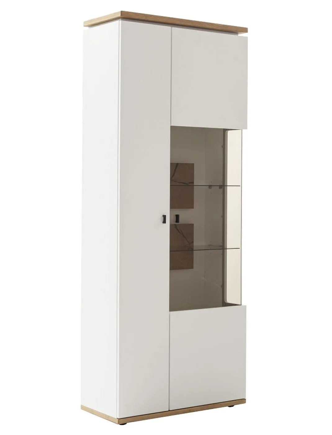 Kombi-Vitrine Matadi | Soft white / Ast-Balkeneiche