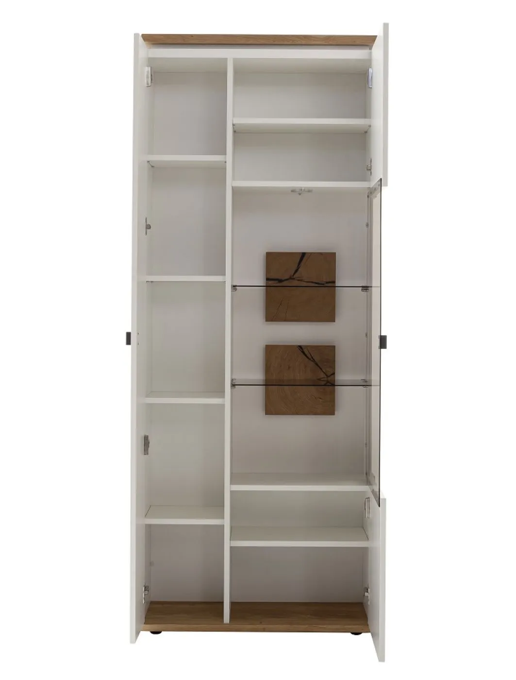 Kombi-Vitrine Matadi | Soft white / Ast-Balkeneiche