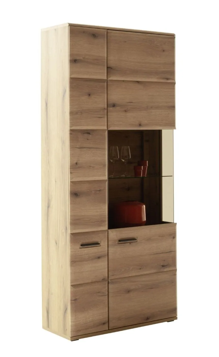 Kombi-Vitrine Naxos | Eiche Evoke | LED Beleuchtung