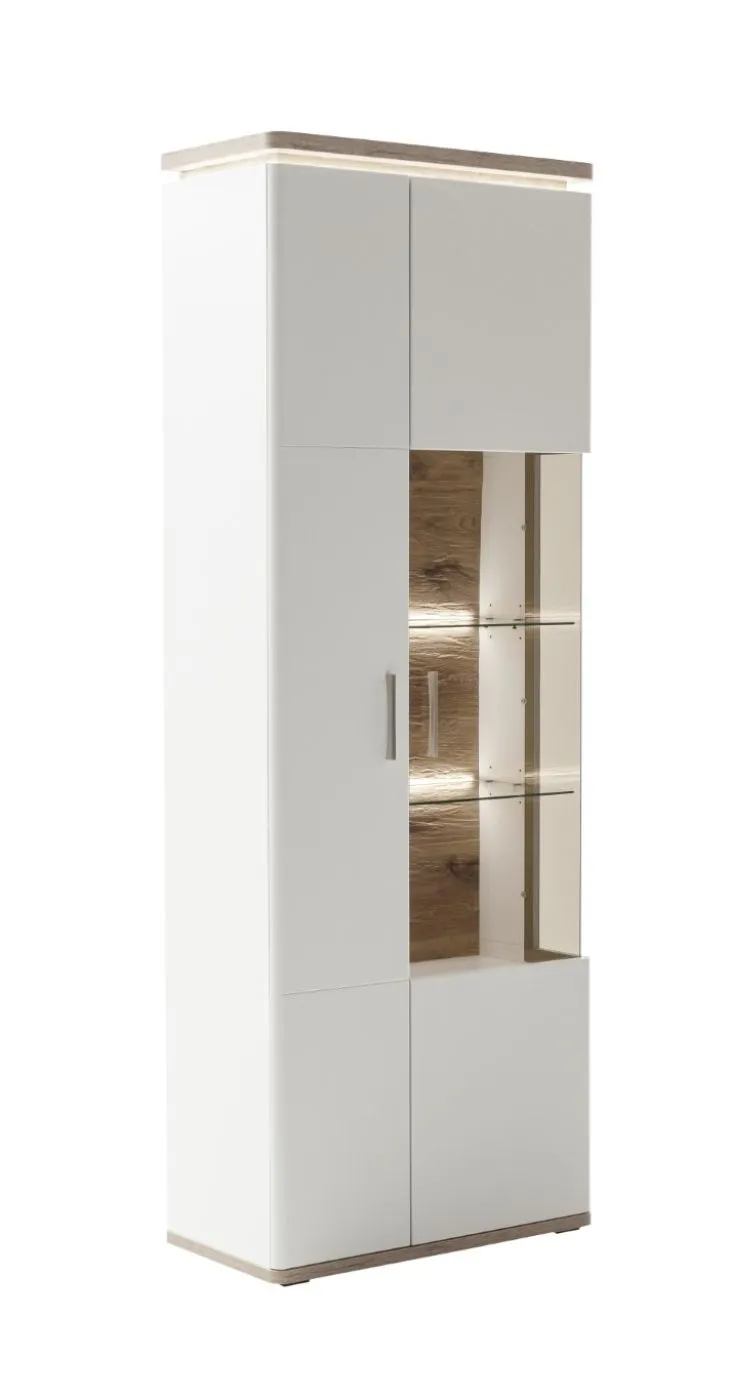 Kombi-Vitrine Palermo | Soft white / Viking Oak | LED Beleuchtung