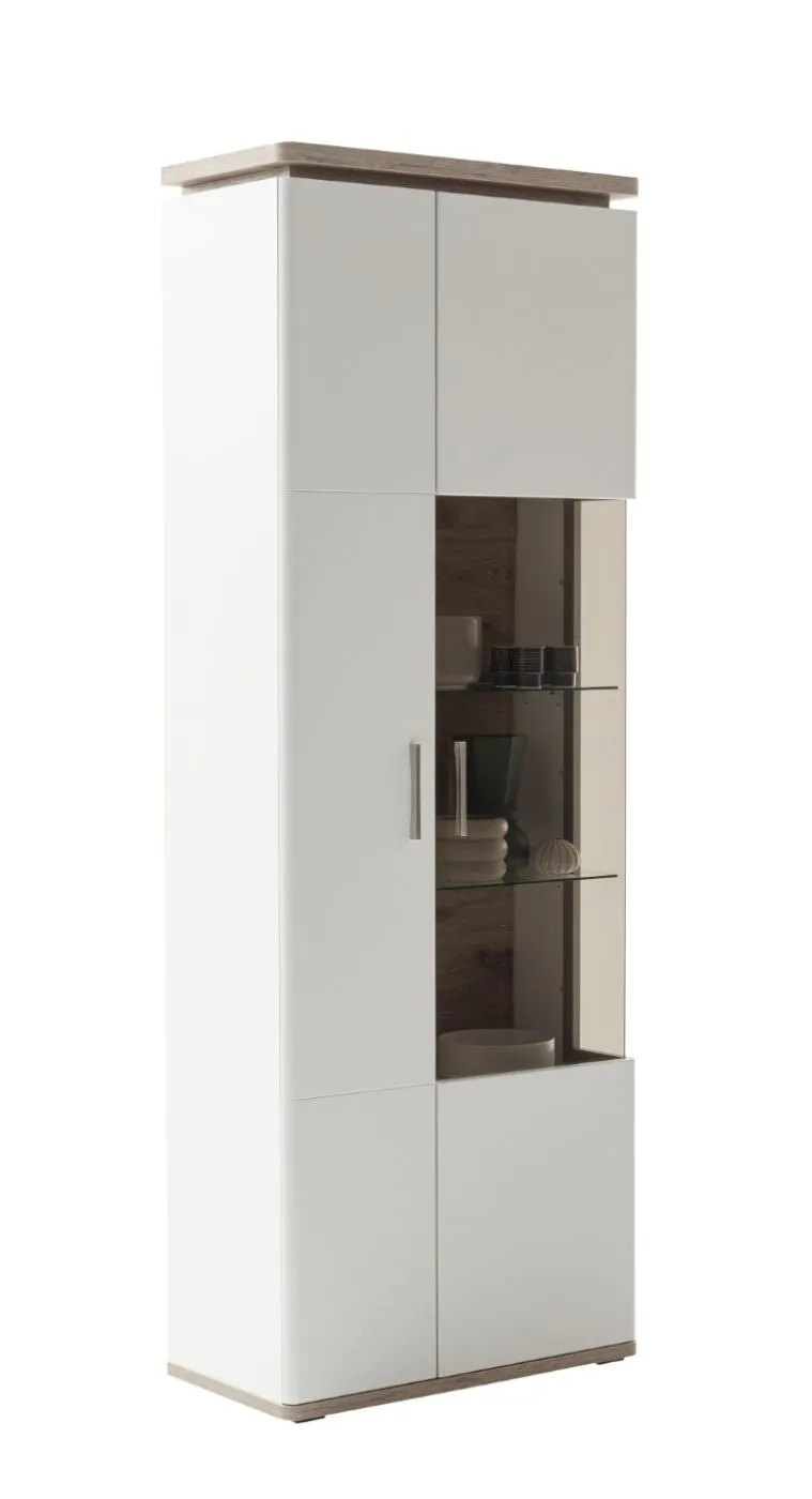 Kombi-Vitrine Palermo | Soft white / Viking Oak | LED Beleuchtung