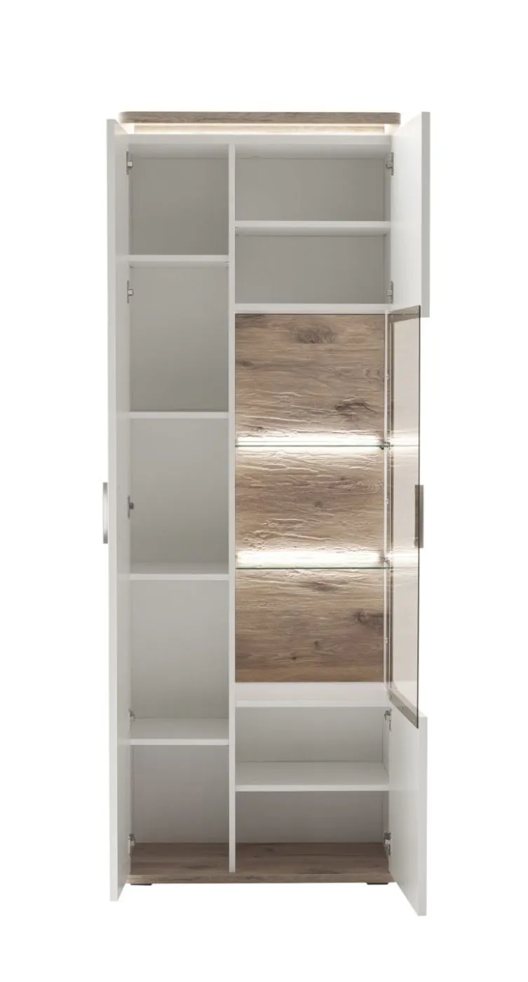Kombi-Vitrine Palermo | Soft white / Viking Oak | LED Beleuchtung