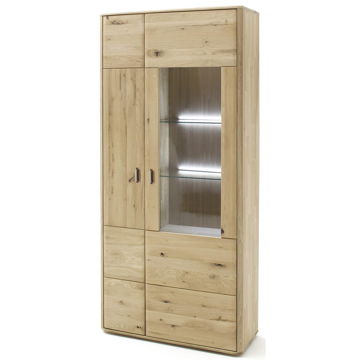 Kombi-Vitrine Ravello 2 | Balkeneiche Bianco | LED Beleuchtung