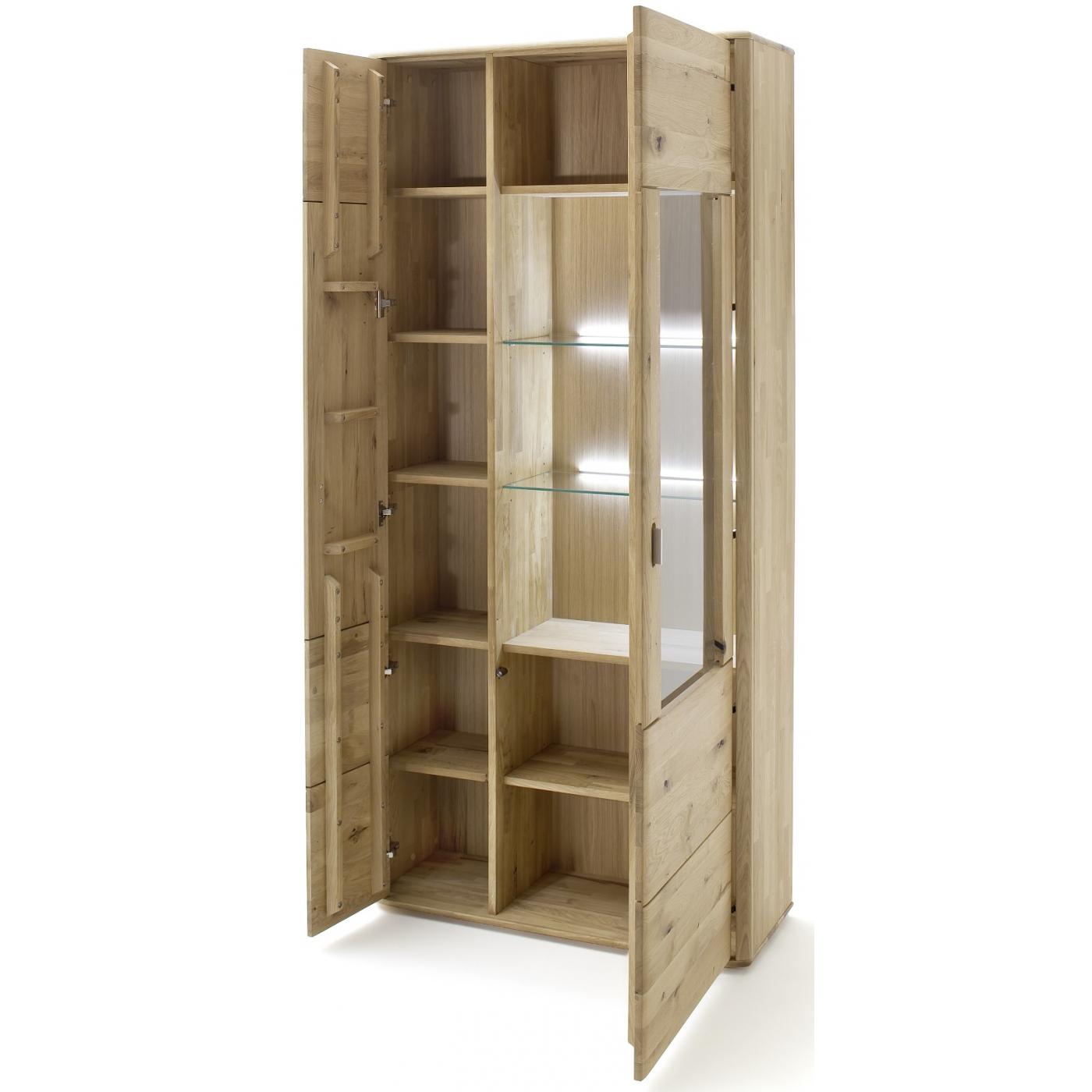 Kombi-Vitrine Ravello 2 | Balkeneiche Bianco | LED Beleuchtung