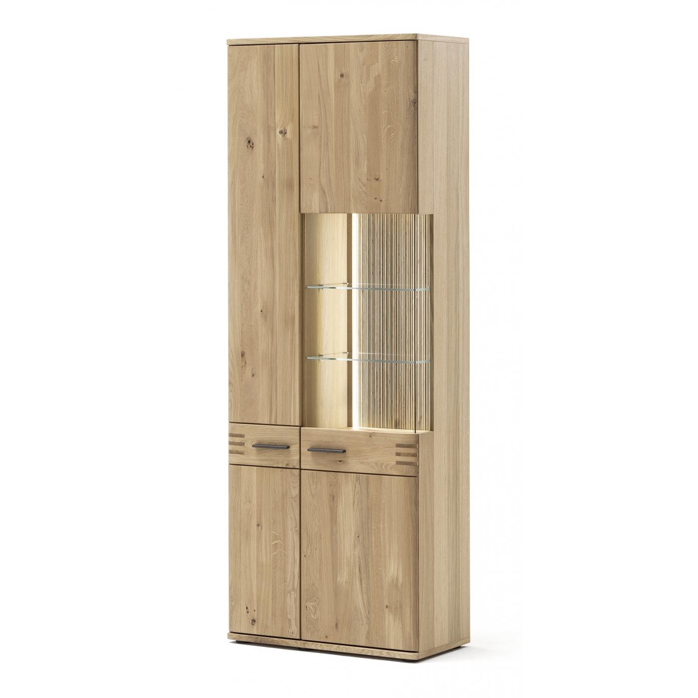 Kombi-Vitrine Salvador | Balkeneiche Bianco | LED Beleuchtung