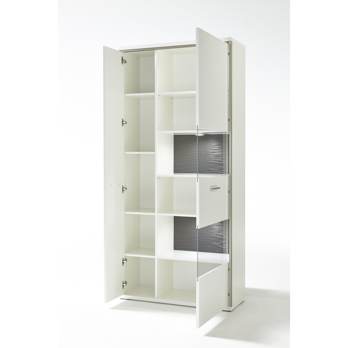 Kombi-Vitrine Trento | weiß Hochglanz | LED Beleuchtung