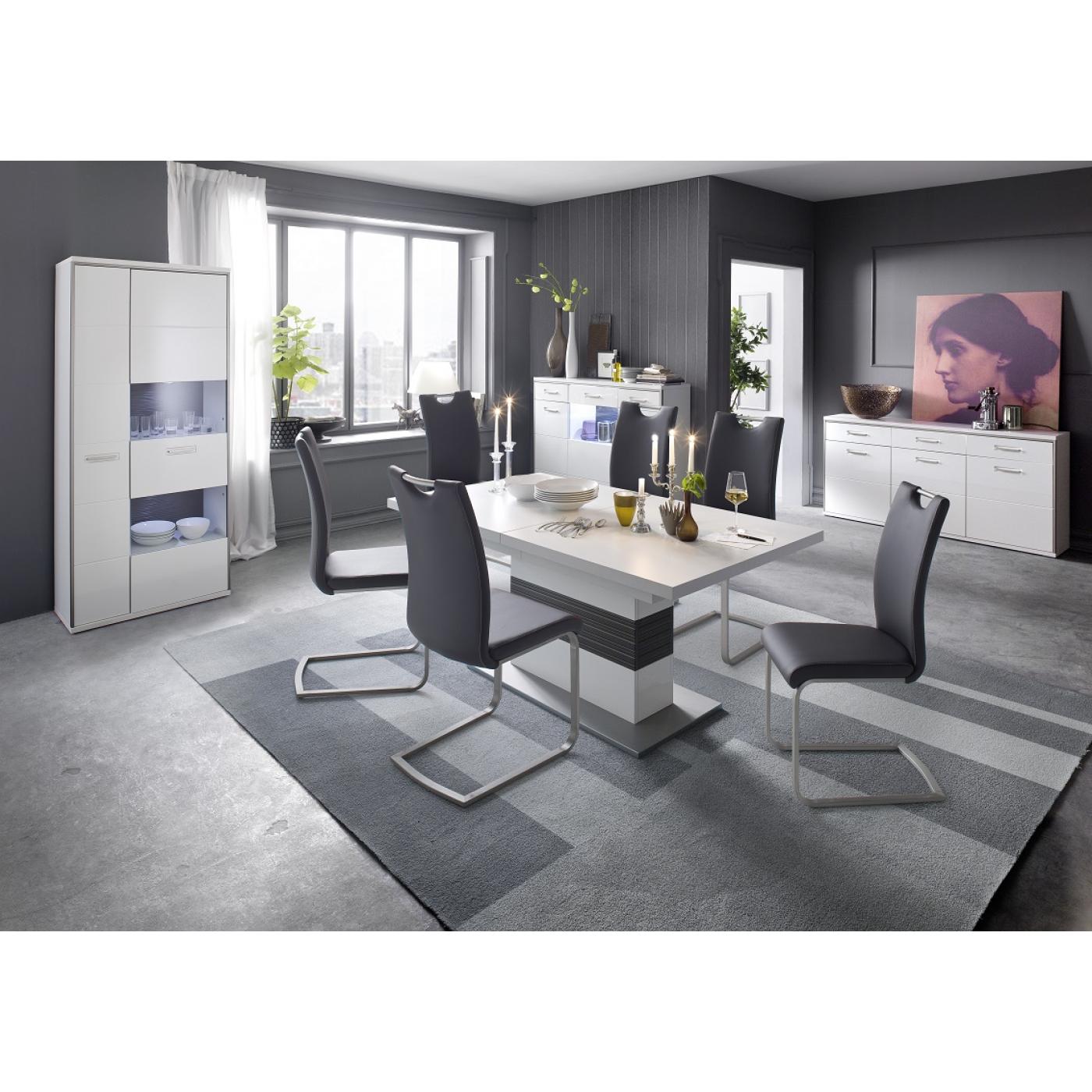 Kombi-Vitrine Trento | weiß Hochglanz | LED Beleuchtung