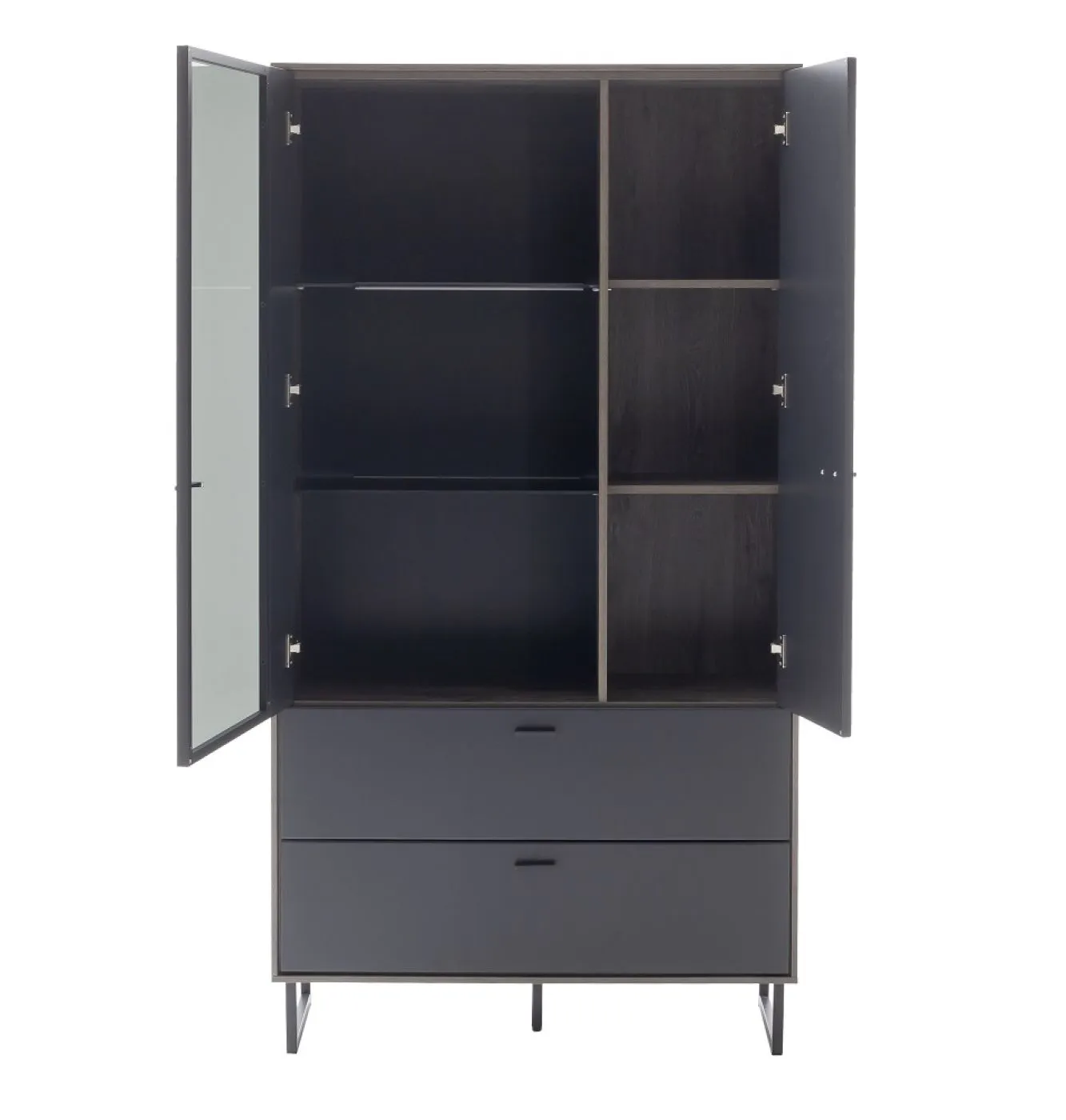 Kombi-Vitrine Venezia | Softblack / Vulcano Eiche | ohne Beleuchtung